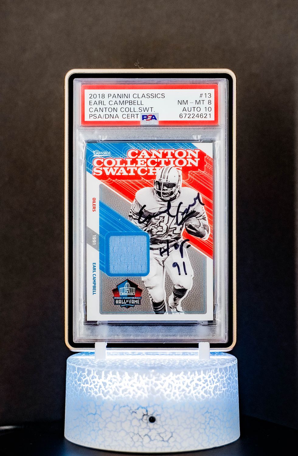 2018 Panini Classics Canton Coll. SWT Earl Campbell #13 (PSA Card NM-MT 8, Auto 10 PSA: #67224621) (POP 1)