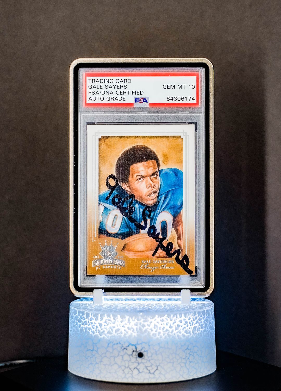 2003 Donruss Gridiron Kings Gale Sayers #160 (PSA GEM MT 10 Auto Grade PSA: #84306174)