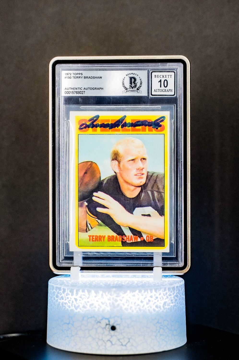 1972 Topps Terry Bradshaw #150 (BGS 10 Authentic Autograph BGS: #00015768027)