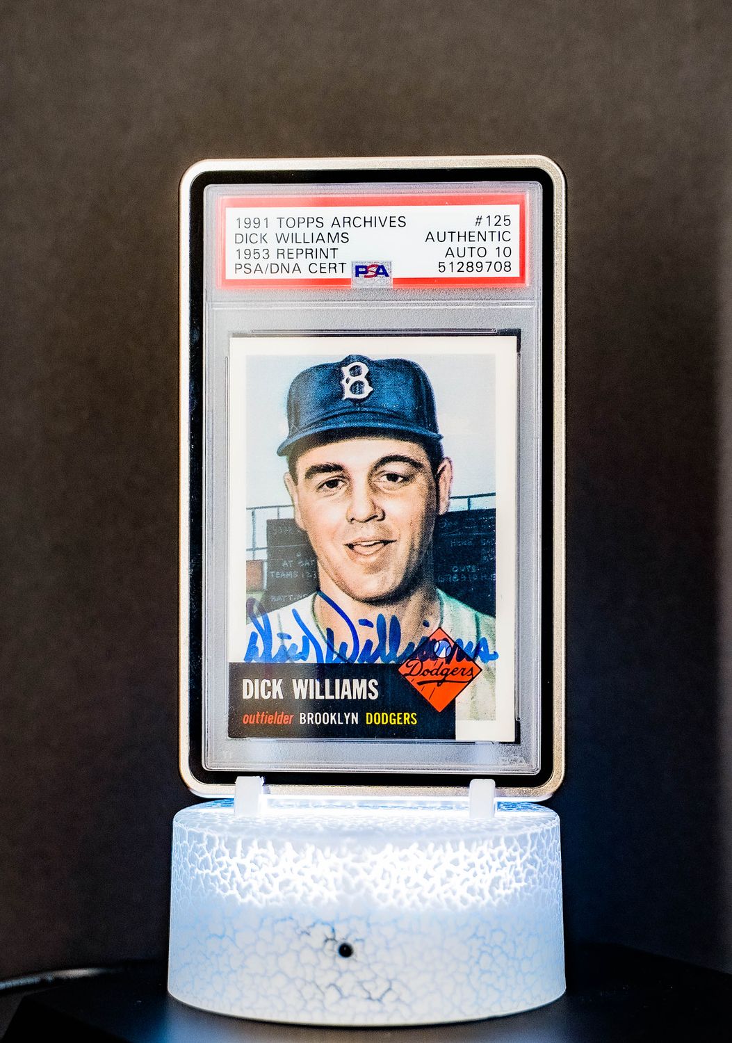 1991 Topps Archives 1953 Reprint Dick WIlliams #125 (PSA GEM MT 10 Auto Grade PSA: #51289708)
