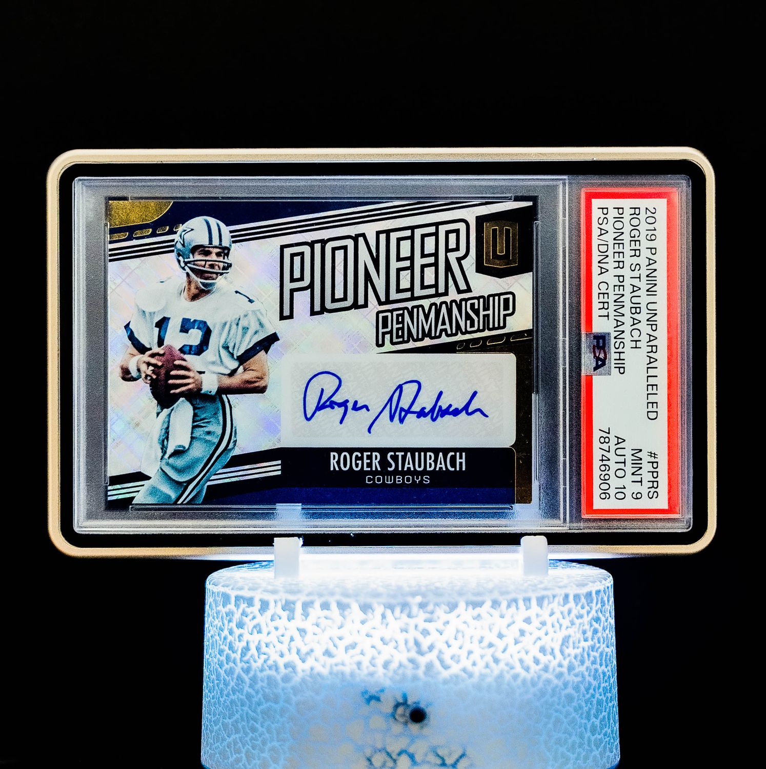 2019 Panini Unparalleled Pioneer Penmanship Roger Stauback #PP-RS (PSA Card Mint 9, Auto 10 PSA: #78746906)