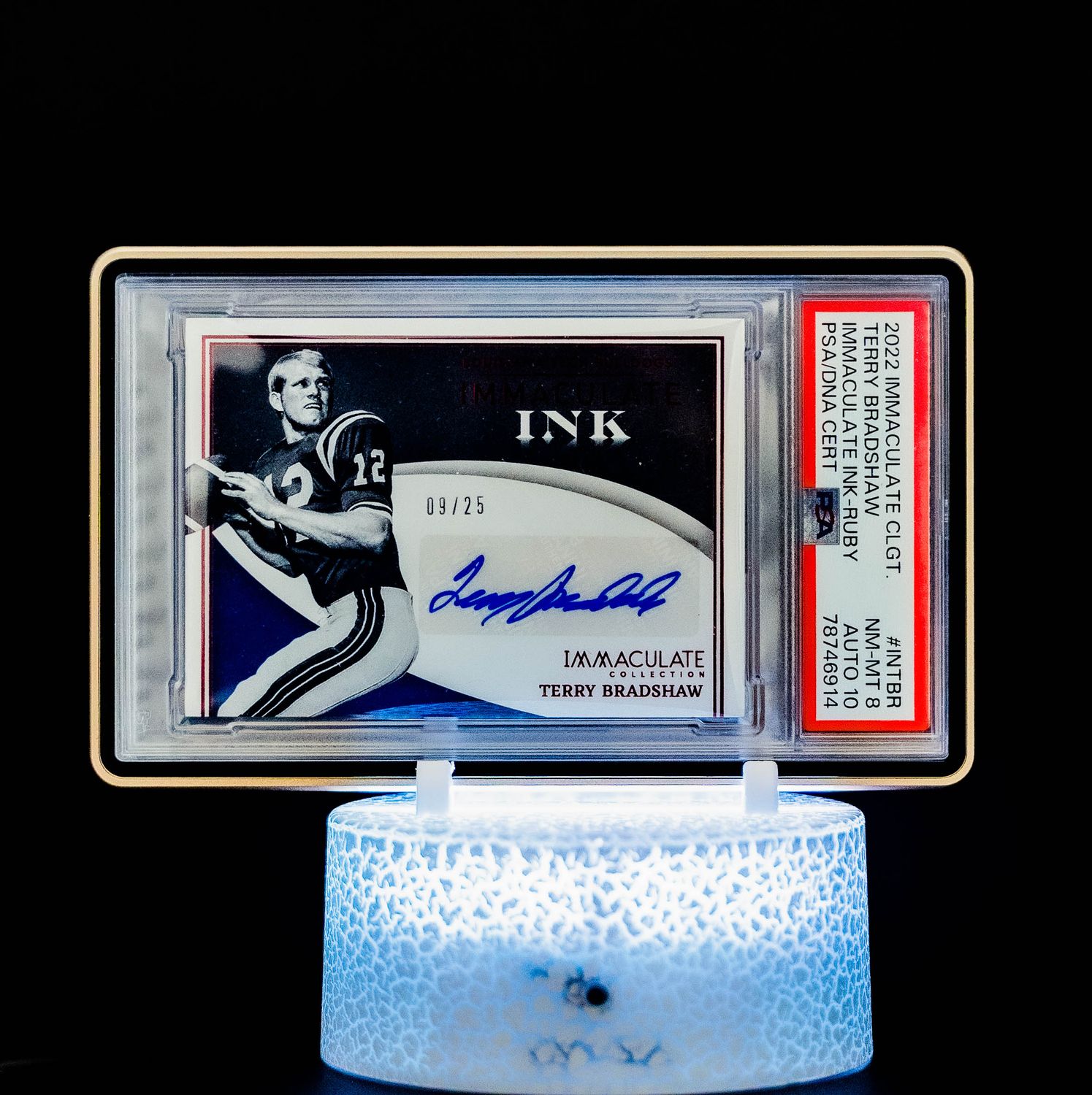 2022 Immaculate Collegiate Immaculate Ink Ruby Terry Bradshaw (SN: 09/25) #INTBR (PSA Card NM-MT 8, Auto 10 PSA: #78746914)