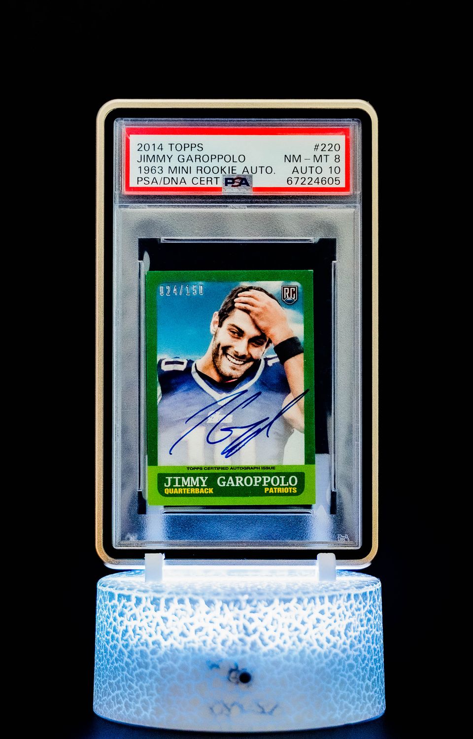 2014 Topps 1963 Mini Rookie Autograph Jimmy Garoppolo (SN: 24/150) #220 (PSA Card NM-MT 8, Auto 10 PSA: #67224605)
