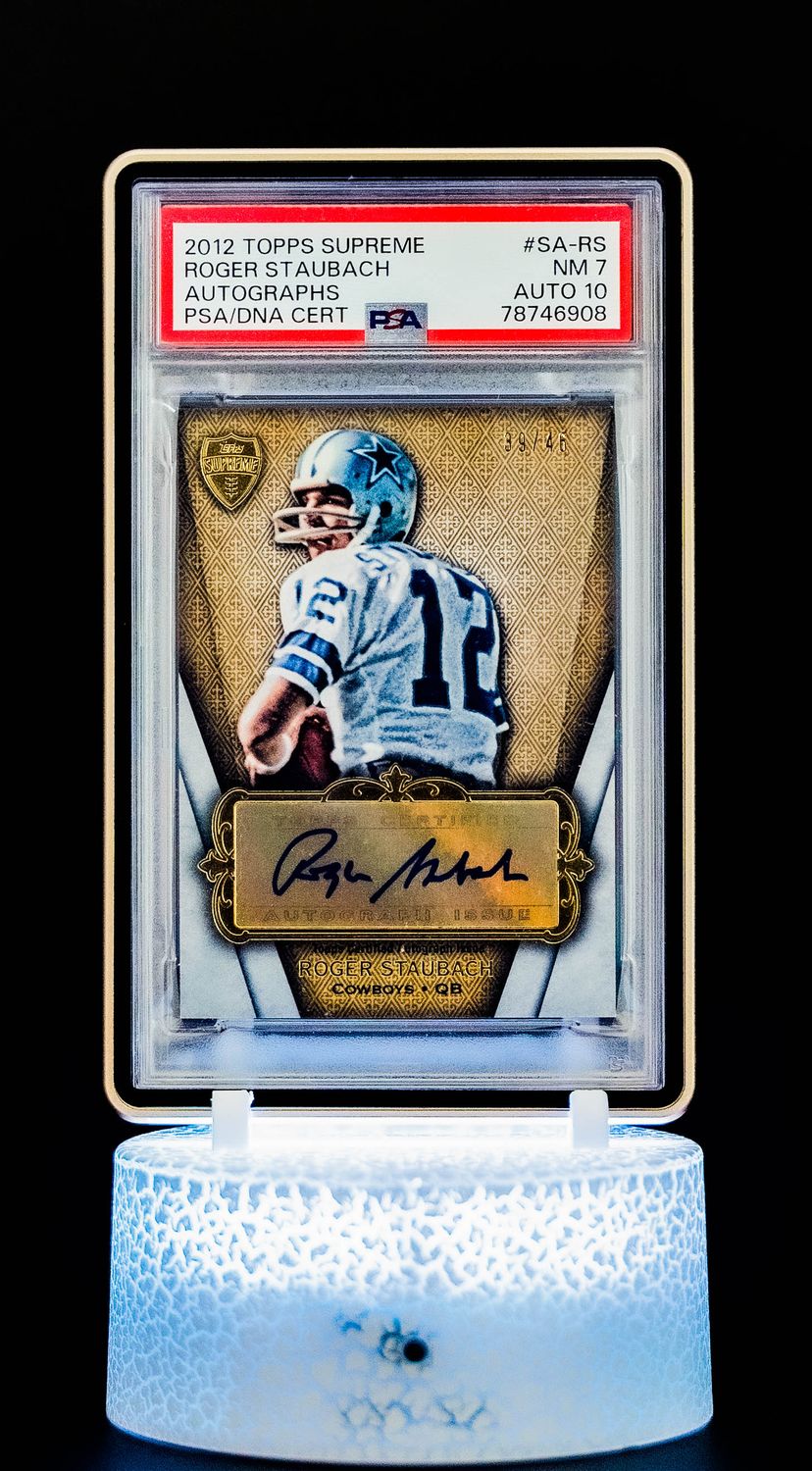 2012 Topps Supreme Autographs Blue Roger Stauback (SN: 39/46) #SA-RS (PSA Card NM 7, Auto 10 PSA: #78746908)