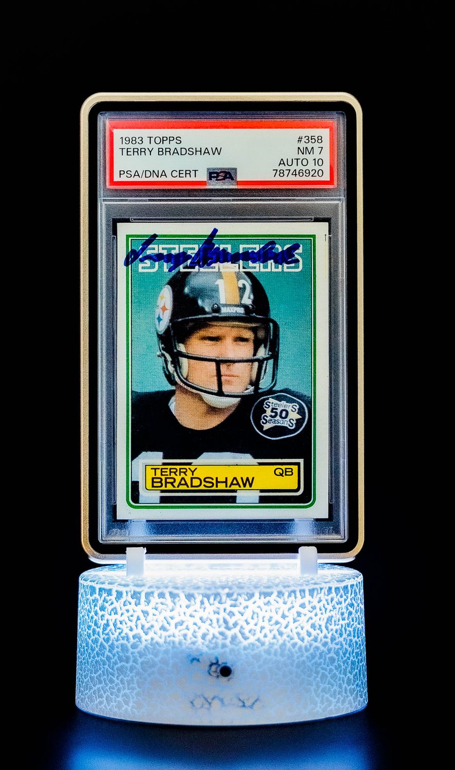 1983 Topps Terry Bradshaw #358 (PSA Card NM 7, Auto 10 PSA: #78746920)