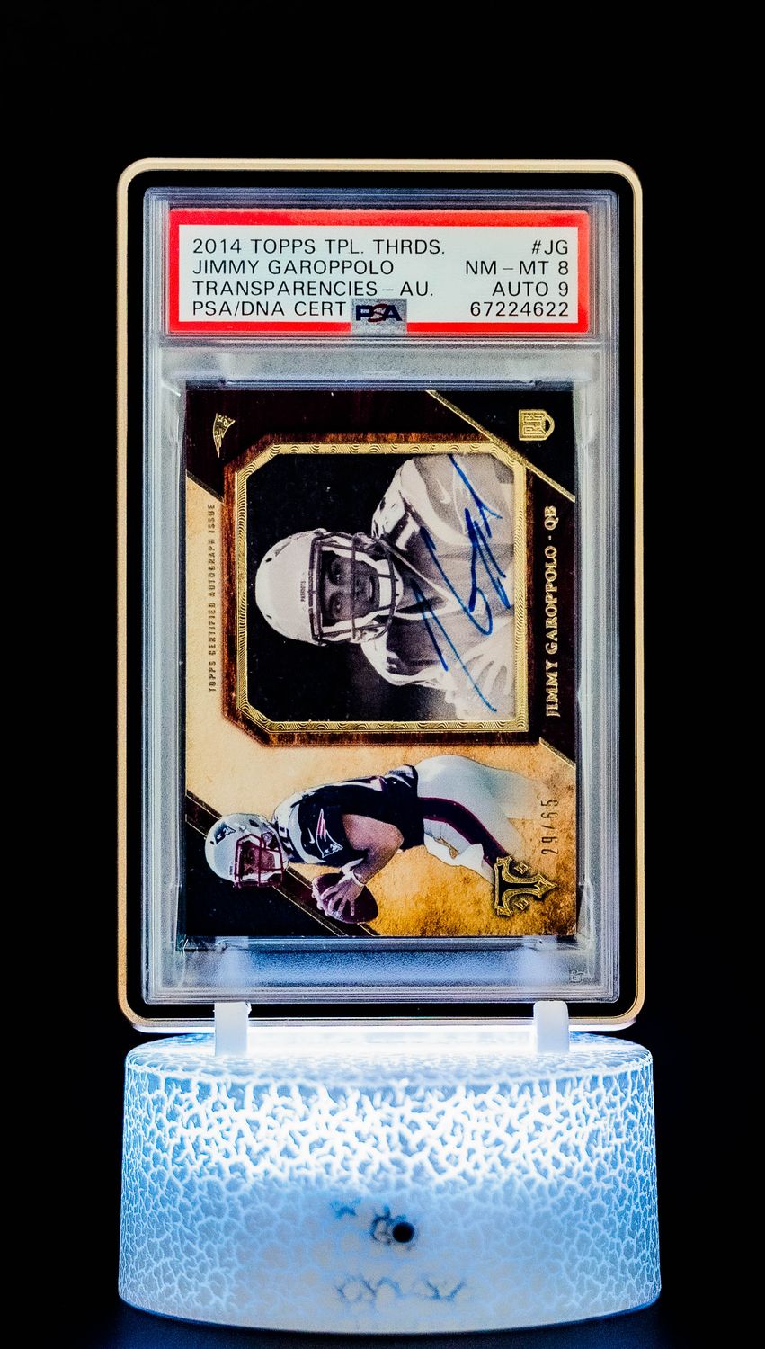 2014 Topps Tripple Threads Transparencies Autographs Jimmy Garoppolo (SN: 29/65) #TTT-JG (PSA Card NM-MT 8, Auto 9 PSA: #67224622)