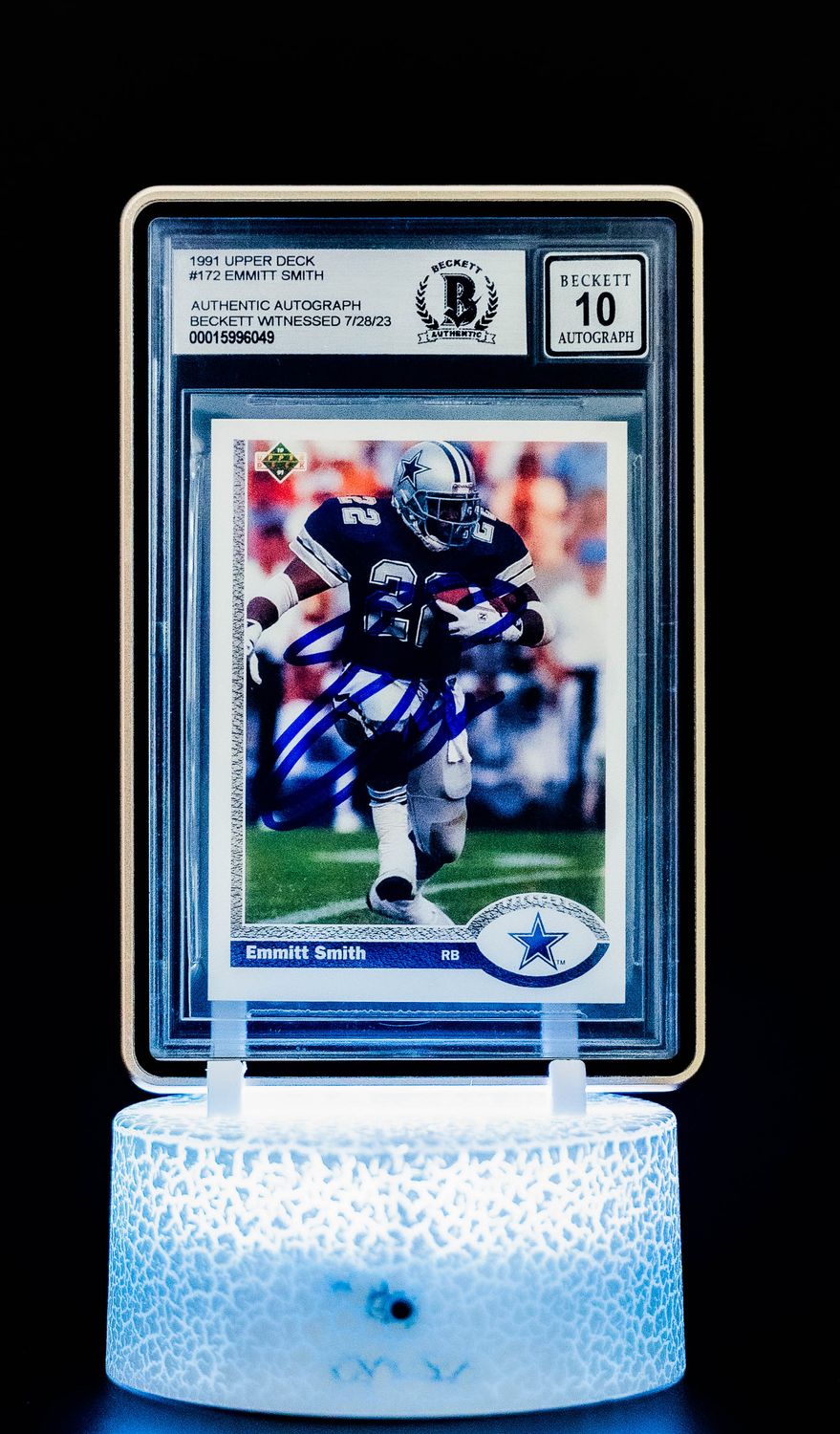 1991 Upper Deck Emmitt Smith #172 (BGS 10 Authentic Autograph, Beckett Witnessed 7/28/23 BGS: #00015996049)