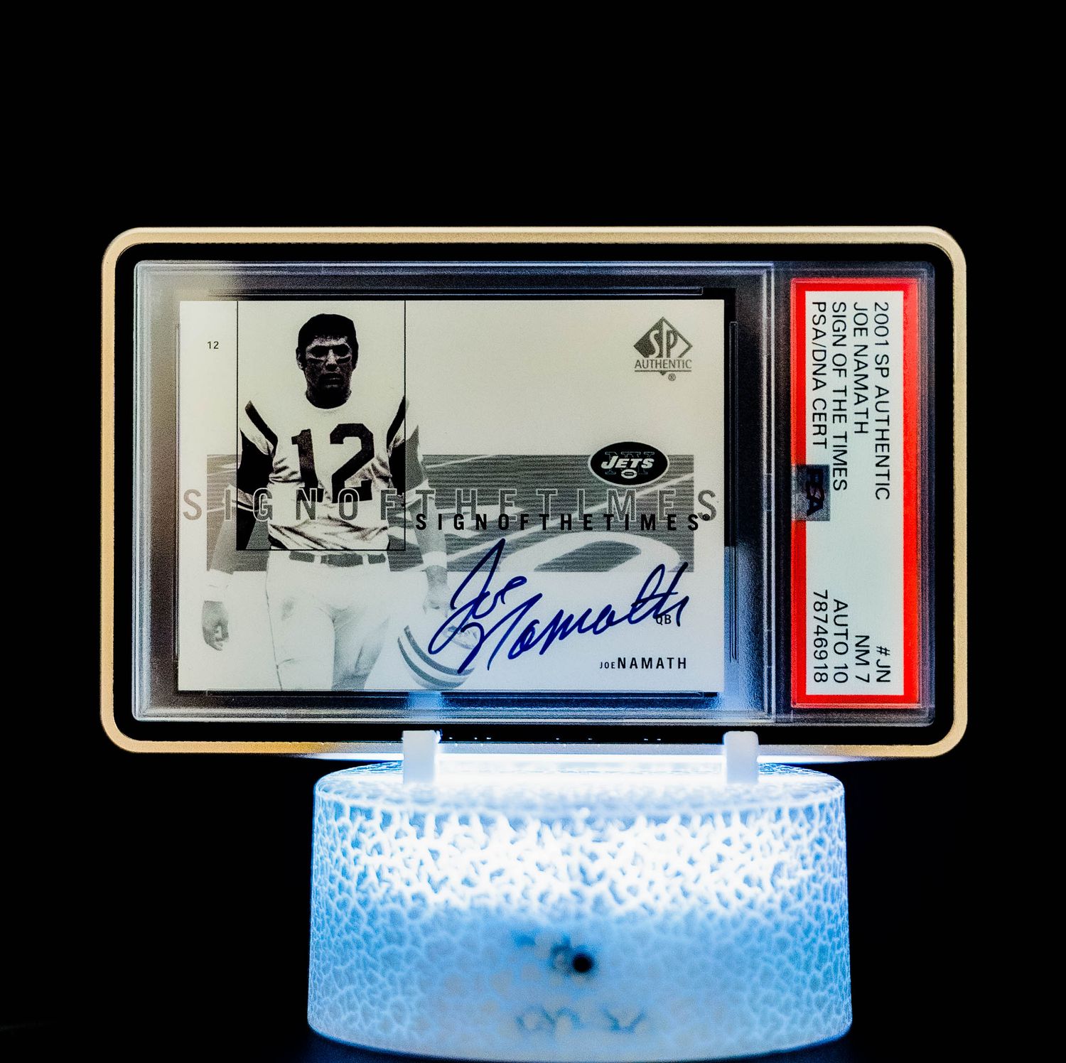 2001 SP Authentic Sign of the Times Joe Namath #JN (PSA Card NM 7, Auto 10 PSA: #78746918)