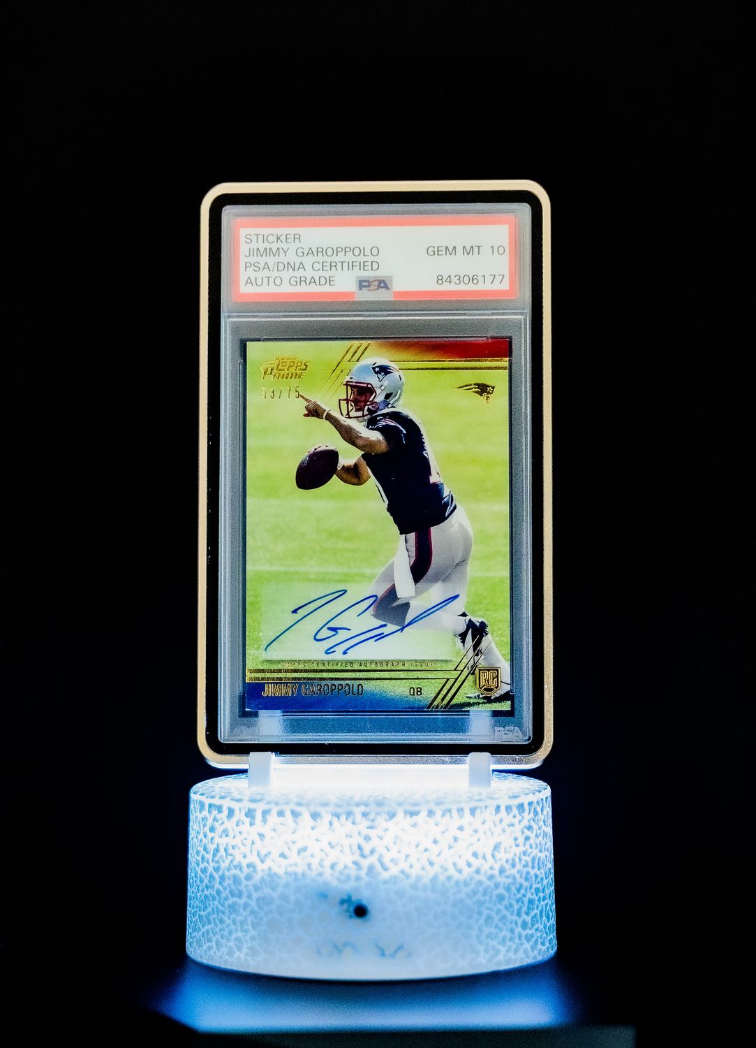 2014 Topps Prime Time Performance Autographes Gold Jimmy Garoppolo Auto (SN:53/75) #118 (PSA GEM MT 10 Auto Grade PSA: #84306177)