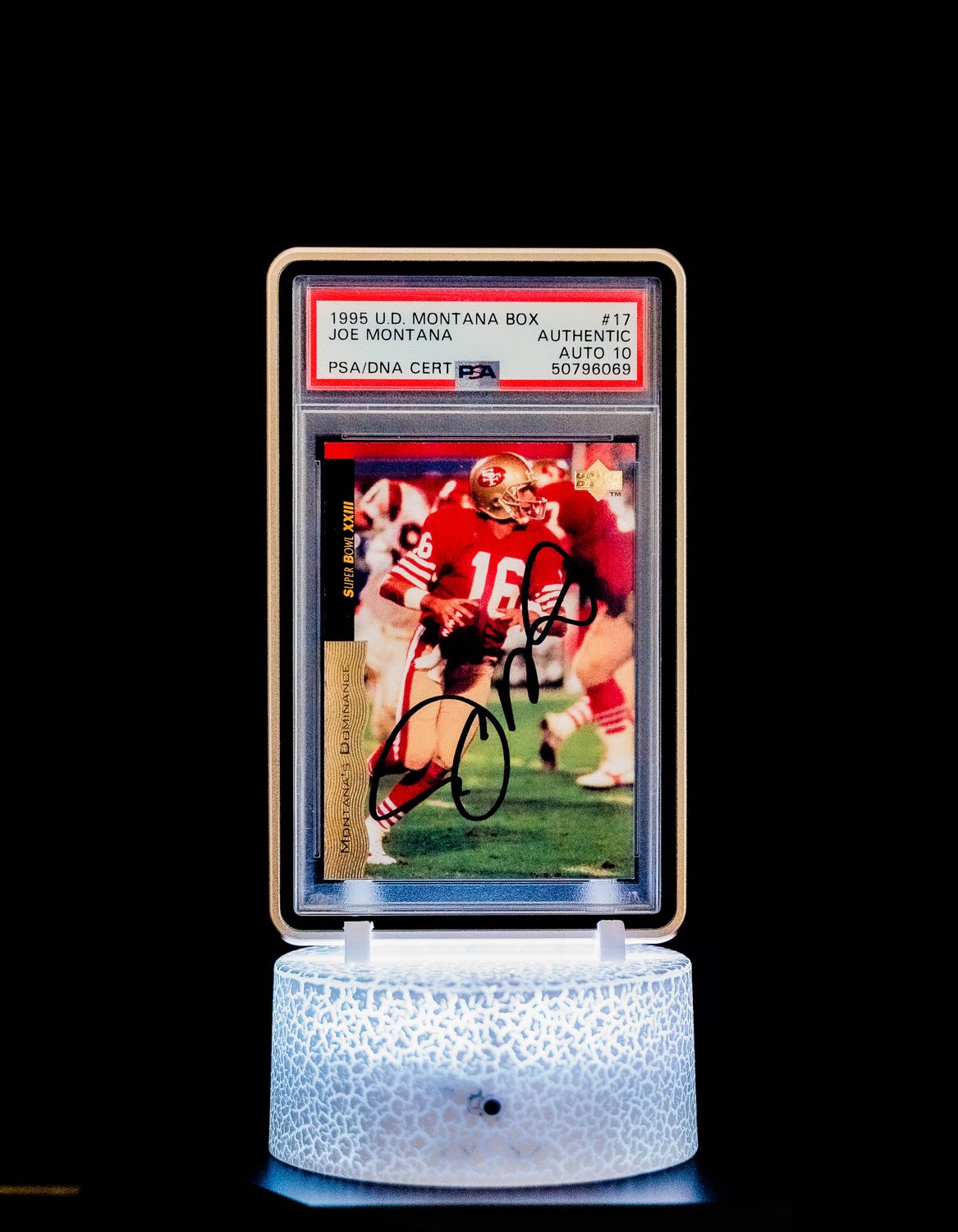 1995 Upper Deck Super Bowl XXIII Joe Montana Auto #17 (PSA GEM MT 10 Auto Grade PSA: #50796069)