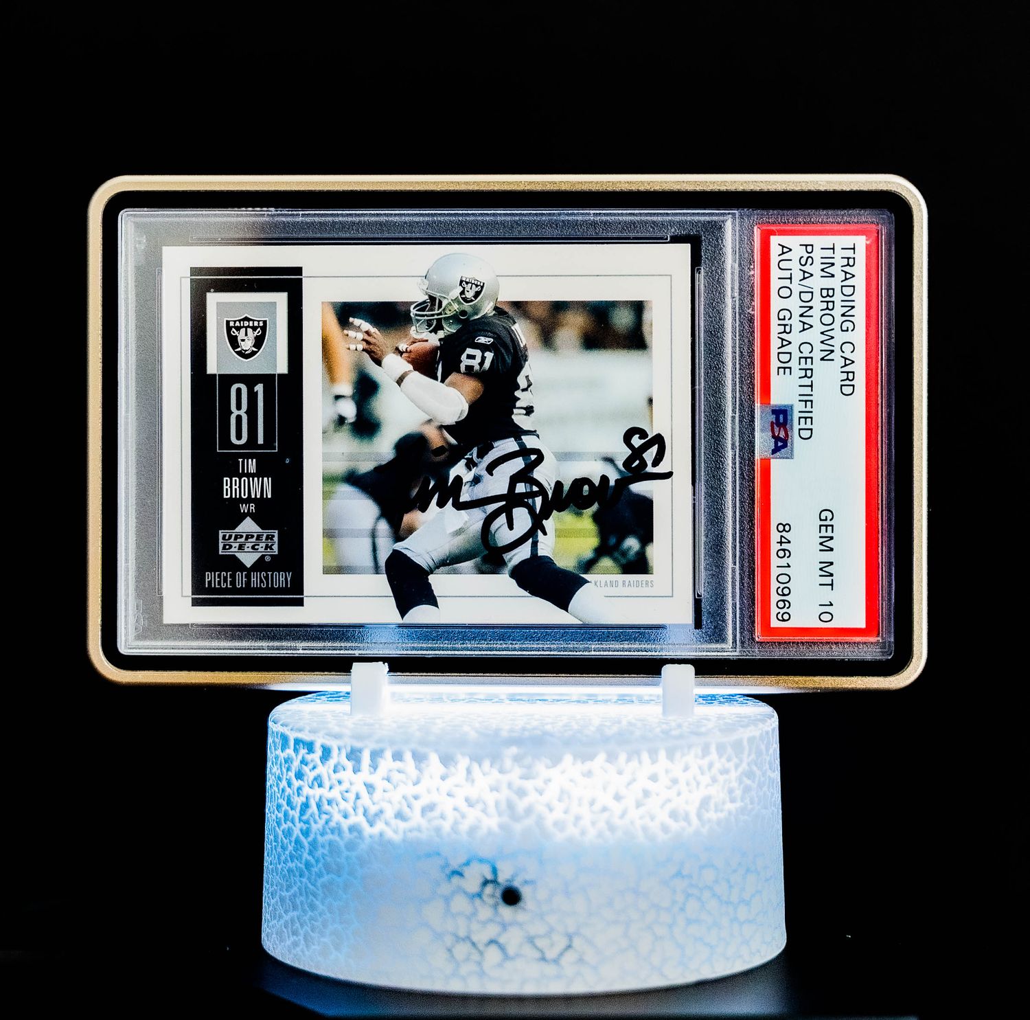 2002 Upper Deck Piece of History Auto Tim Brown #72 (PSA GEM MT 10 Auto Grade PSA: #84610969)