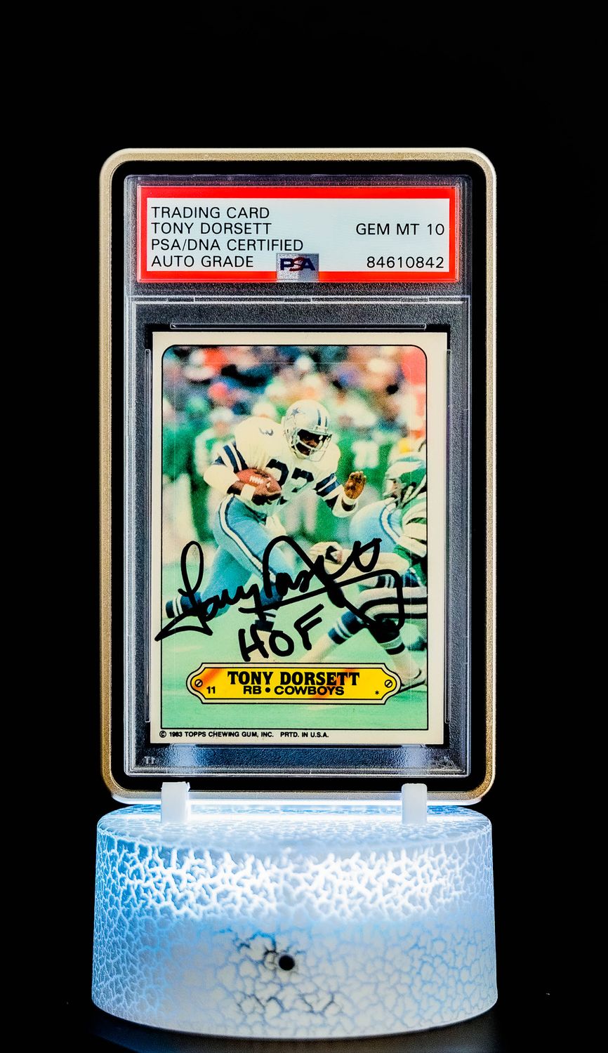 1983 Topps Tony Dorsett Auto #Sticker (PSA GEM MT 10 Auto Grade PSA: #84610842)
