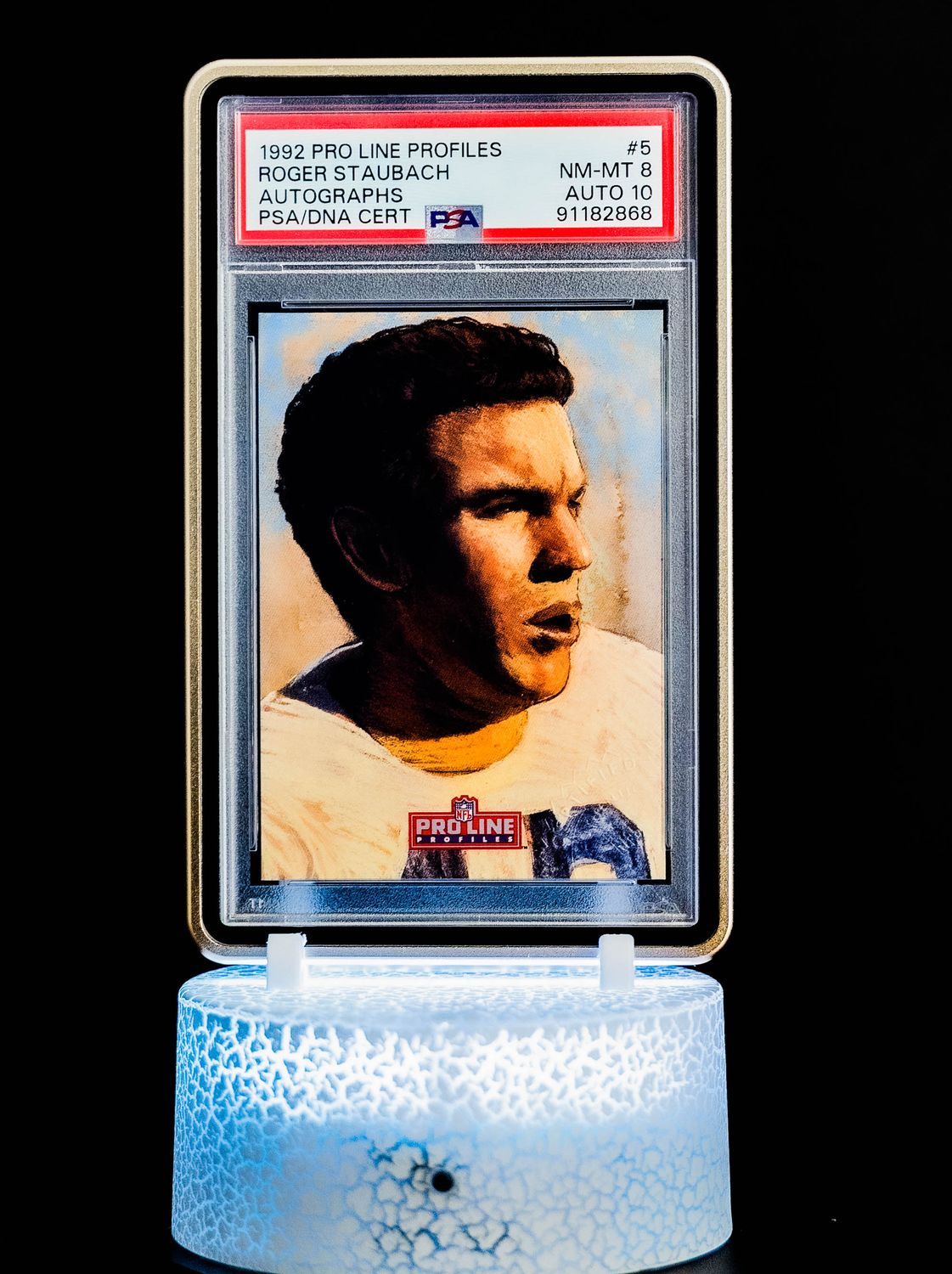 1992 Pro Line Profiles Autographs Roger Staubach #5 of 10 PSA Card NM-MT 8, Auto 10