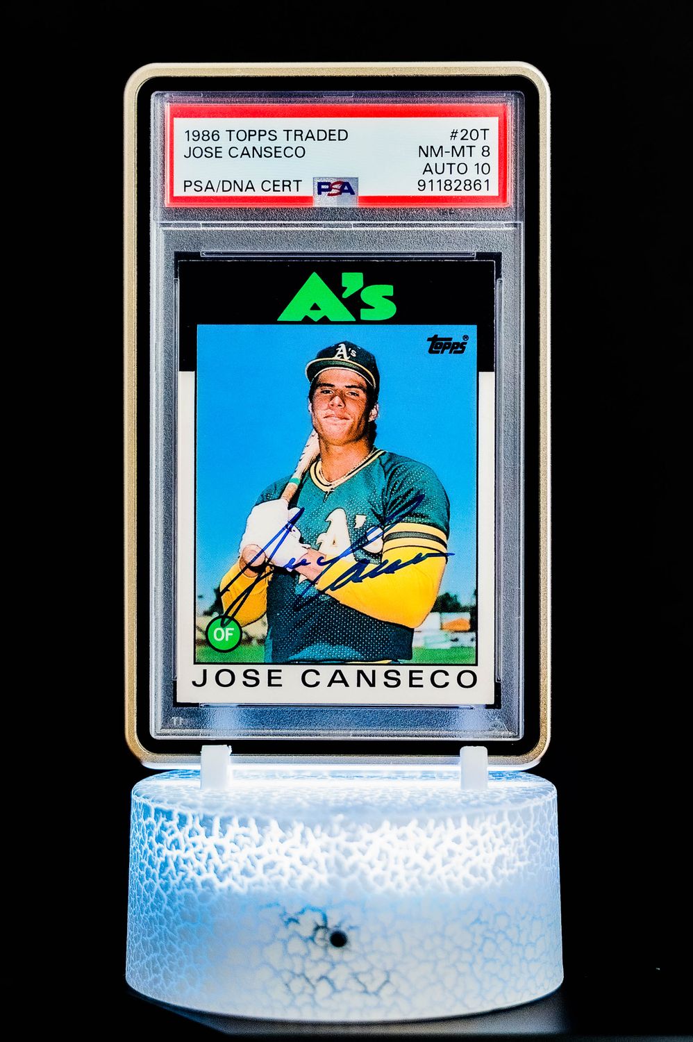 1986 Topps Traded Jose Canseco Auto #20T PSA NM-MT 8 Auto 10 POP 73