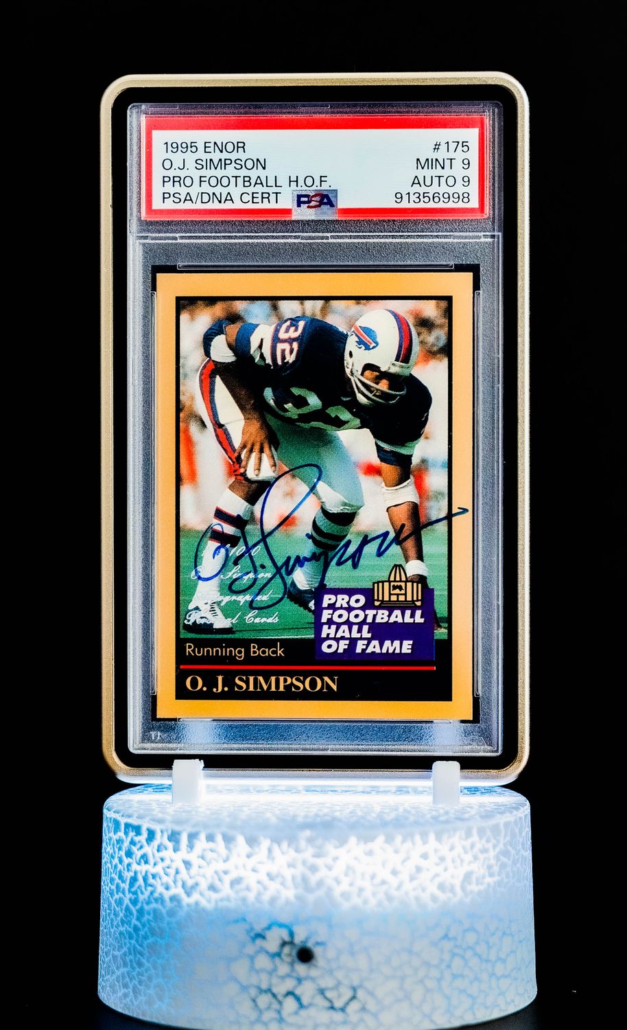 1995 Enor Pro Football H.O.F O.J. Simpson Auto #175 (SN: 1/1000) PSA Card Mint 9, Auto 9 (POP 4)