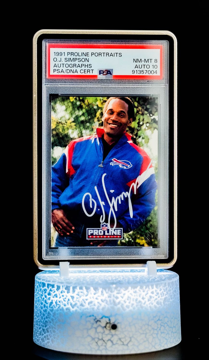 1991 Pro Line Portraits Autographs O.J. Simpson #No Number PSA Card NM-MT 8, Auto 10 (POP 5)