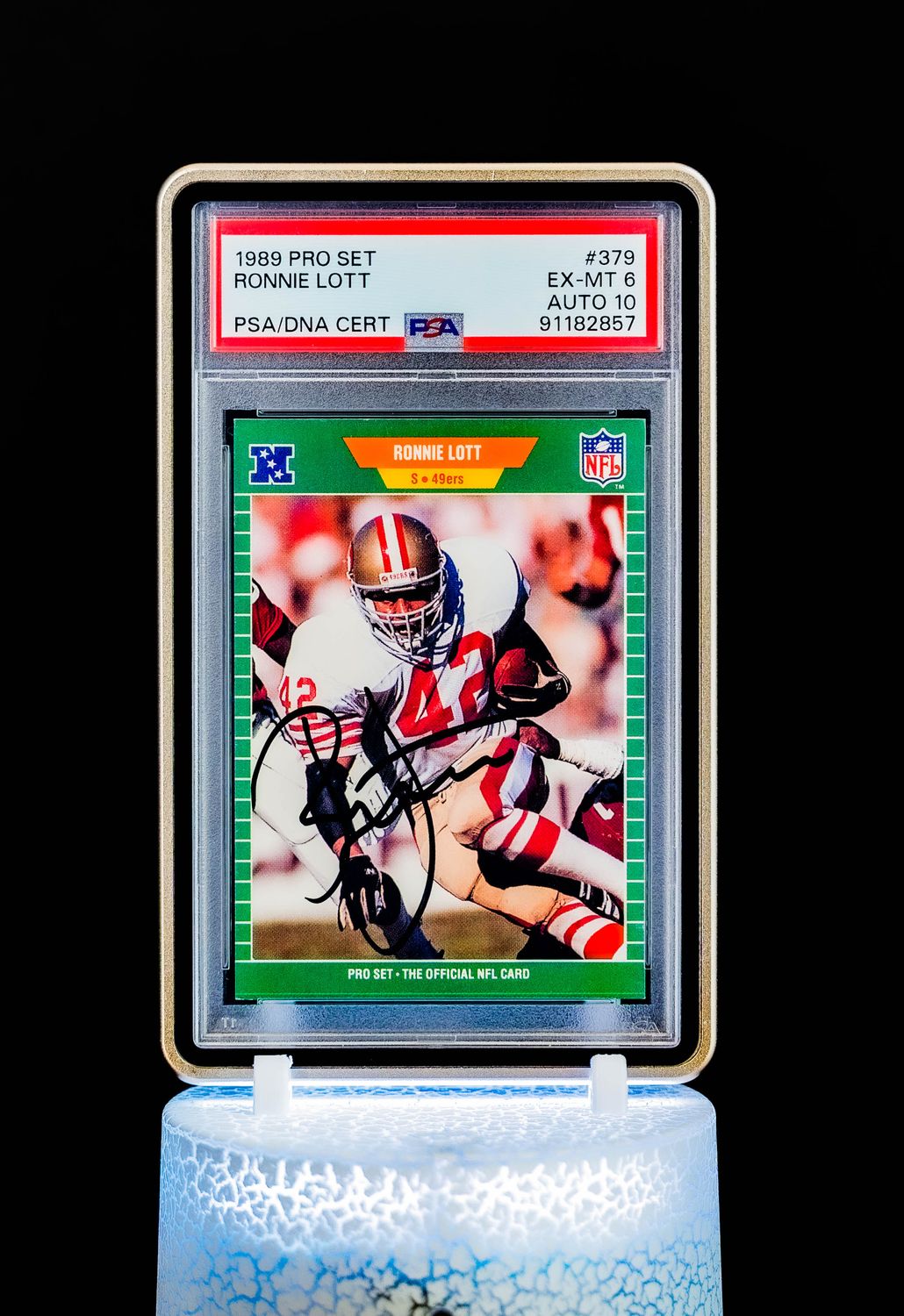 1989 Pro Set Ronnie Lott #379 (PSA Card EX-MT 6, Auto 10: PSA #91182857) (POP 1 - Higher POP = 2)