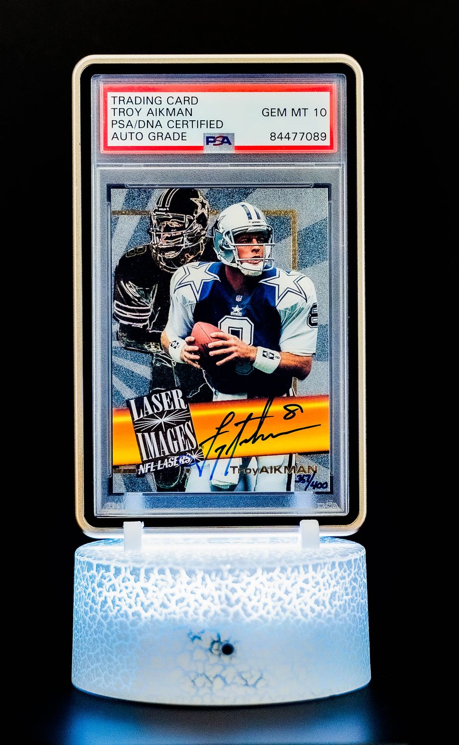 1996 The Score Board Laser Images Troy Aikman Auto (SN: 367/400) #No Number (PSA GEM MT 10 Auto Grade PSA: #84477089)