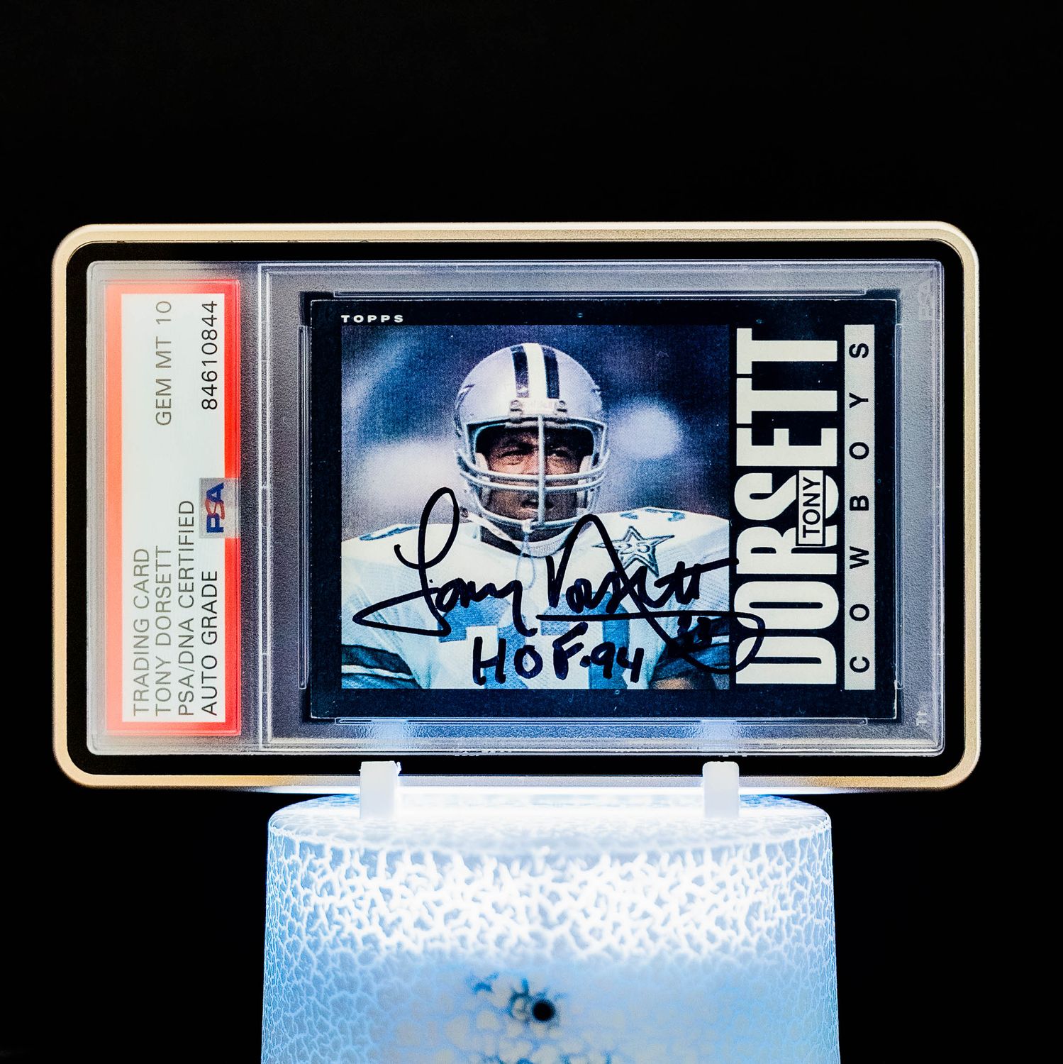 1985 Topps Tony Dorsett Auto #40 (PSA GEM MT 10 Auto Grade PSA: #84610844)
