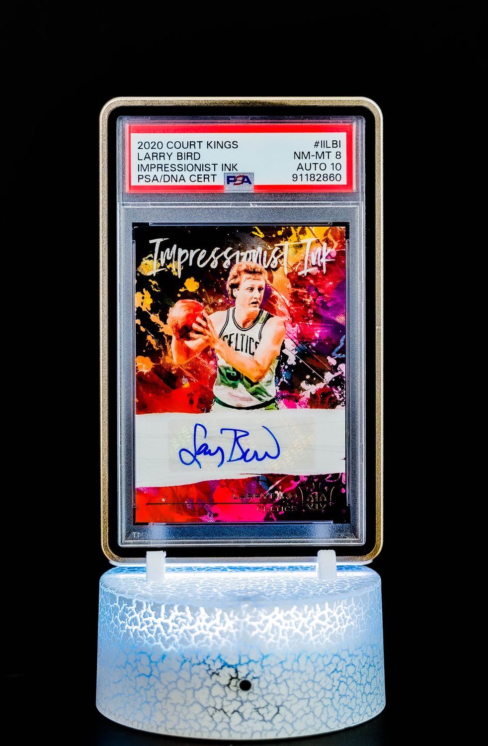 2020 Court Kings Impressionist Ink Larry Bird (SN: 62/75) #IILBI (PSA Card NM-MT 8, Auto 10 PSA: #91182860) (POP 1 - Higher POP = 1)