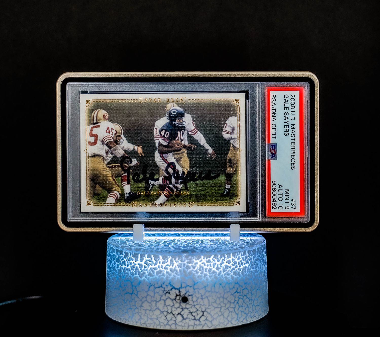 2008 U.D. Masterpieces Gale Sayers #37 (PSA Card Mint 9, Auto 10 PSA: #90800492) (POP 1)
