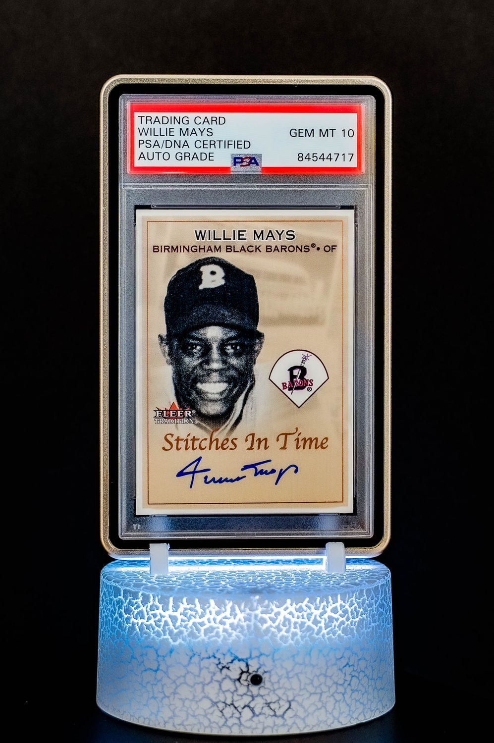 2001 Fleer Stitches in Time Willie Mays Birmingham Black Barons (No #) PSA Auto GEM MT 10