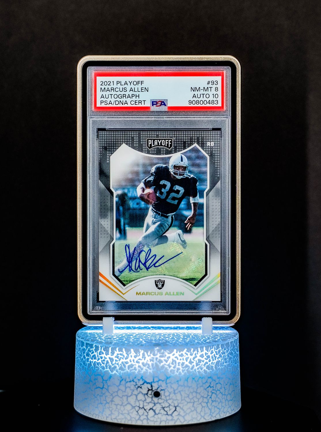 2021 Playoff Autographs Marcus Allen #93 (PSA Card NM-MT 8, Auto 10 PSA: #90800483) (POP 1))