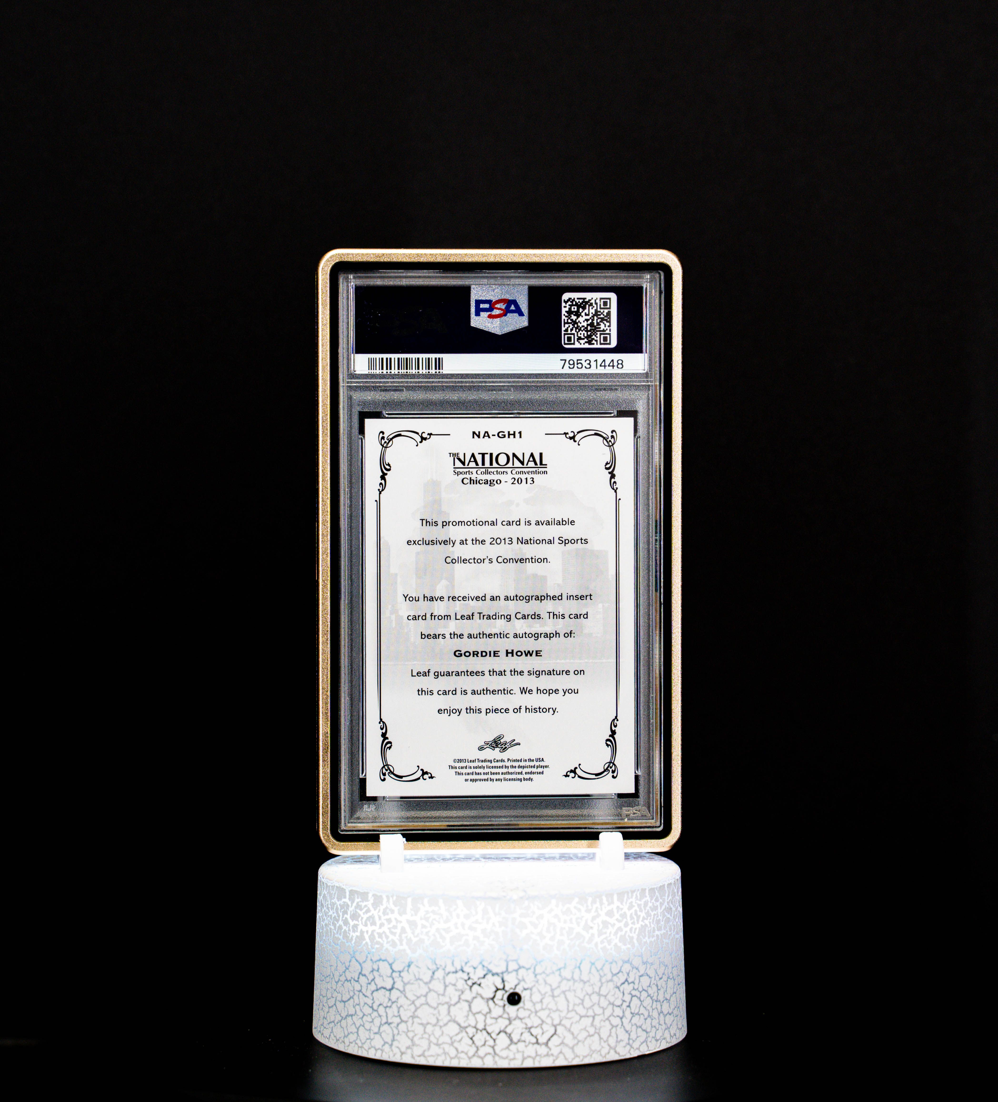 2013 Leaf National Convention Gordie Howe #NAGH1 Auto PSA 10 (GEM MT, SN 08/10)