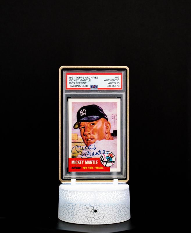 1991 Topps Archives 1953 Reprint Mickey Mantle #82 PSA Auto 10 (GEM MT)