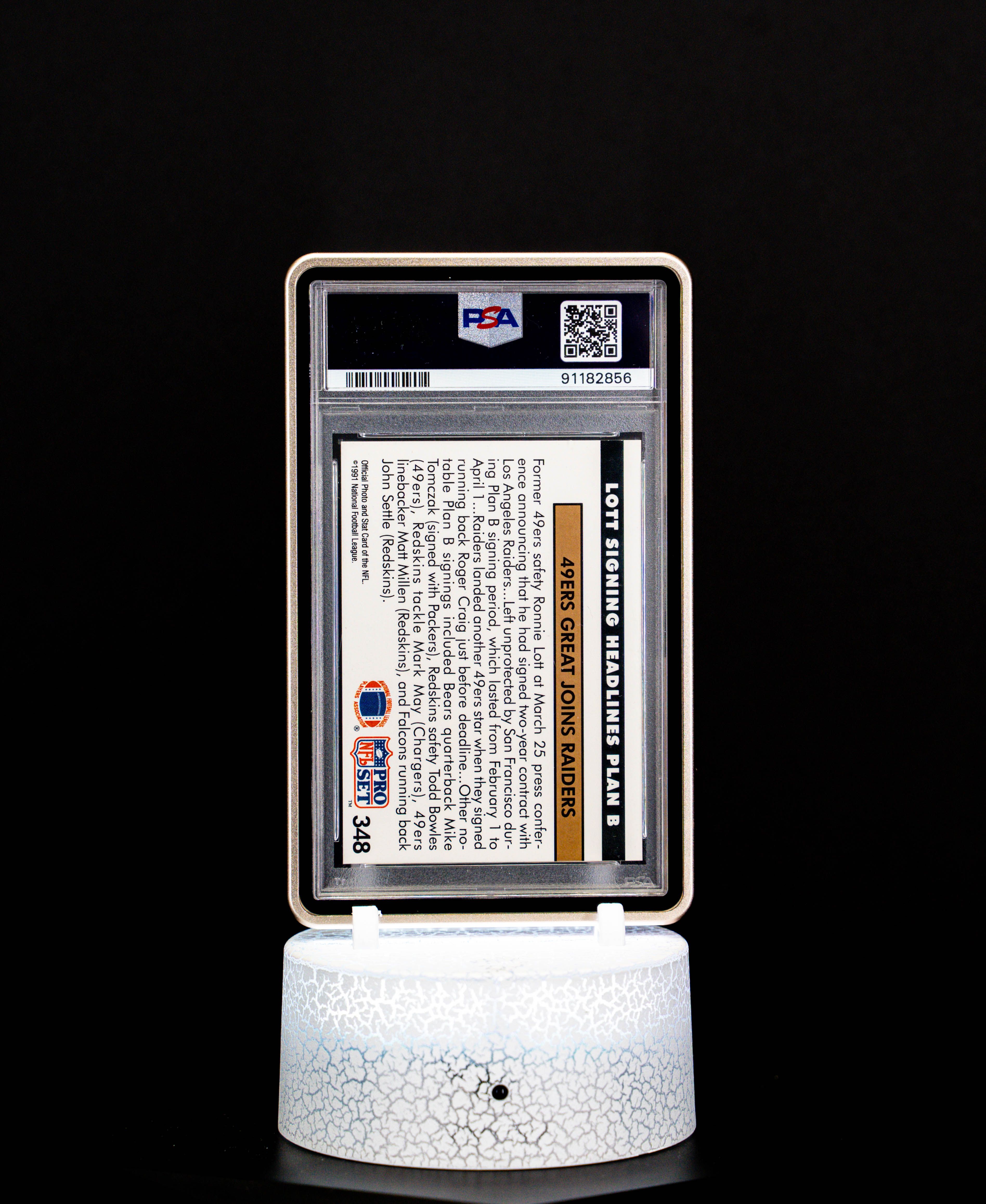 1991 Pro Set Ronnie Lott Autographed #348 – PSA EX-MT 6, Auto 9