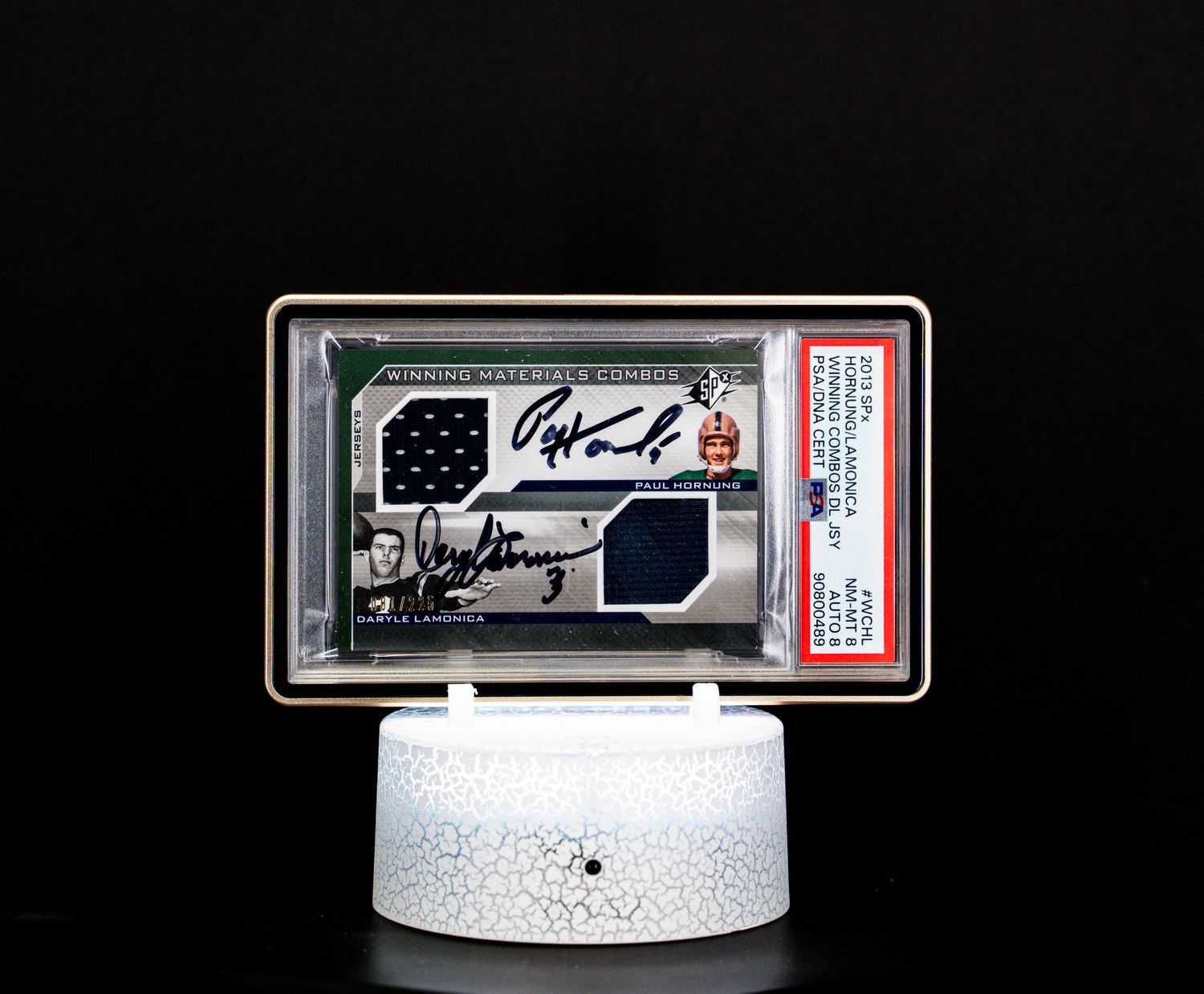 2013 SPx Winning Combos Deluxe Jersey Auto SN 81/225 Hornung & Lamonica PSA 8 Auto 8