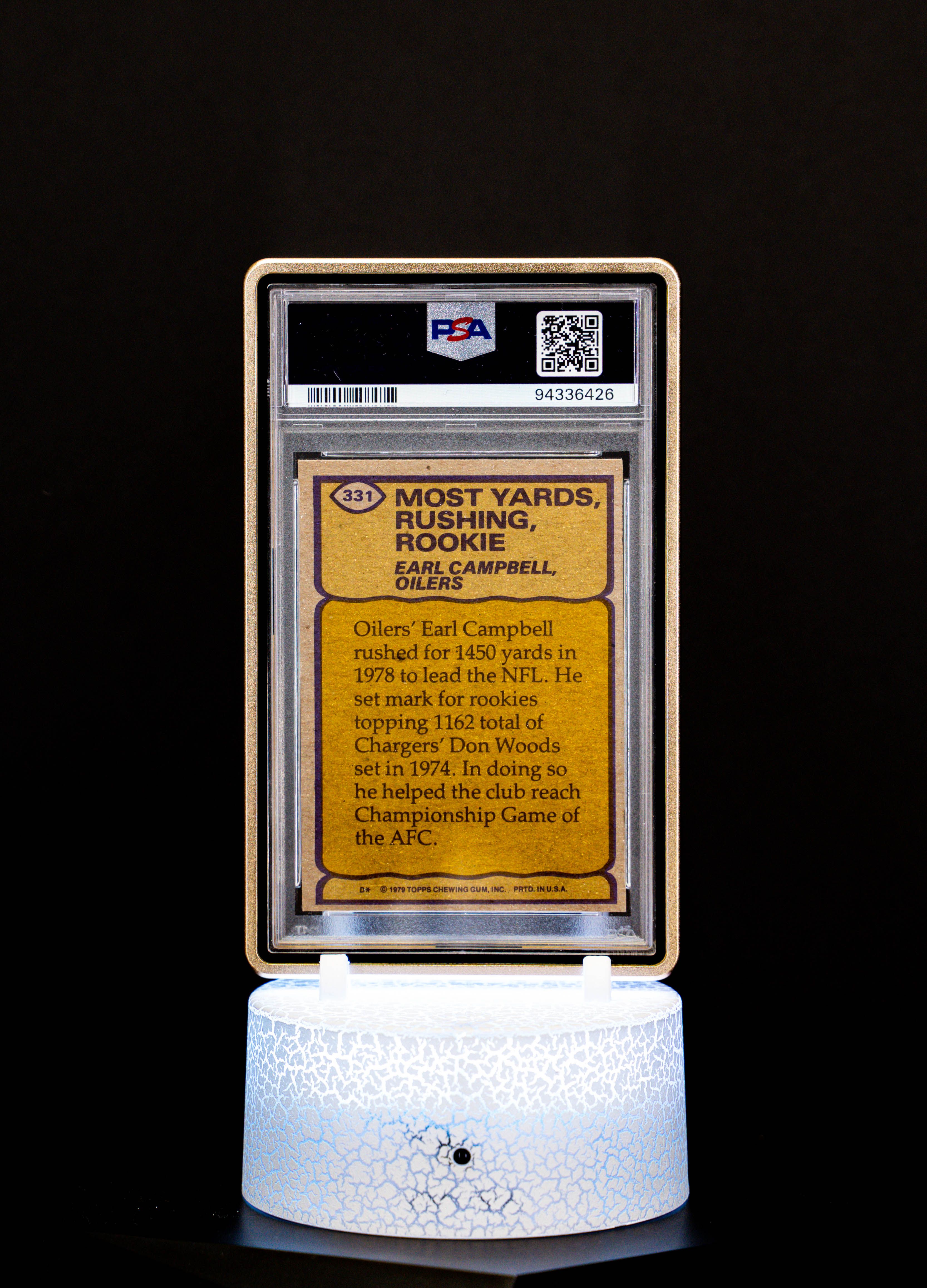 1979 Topps Record Breaker Earl Campbell Autograph PSA Auto 10 #331