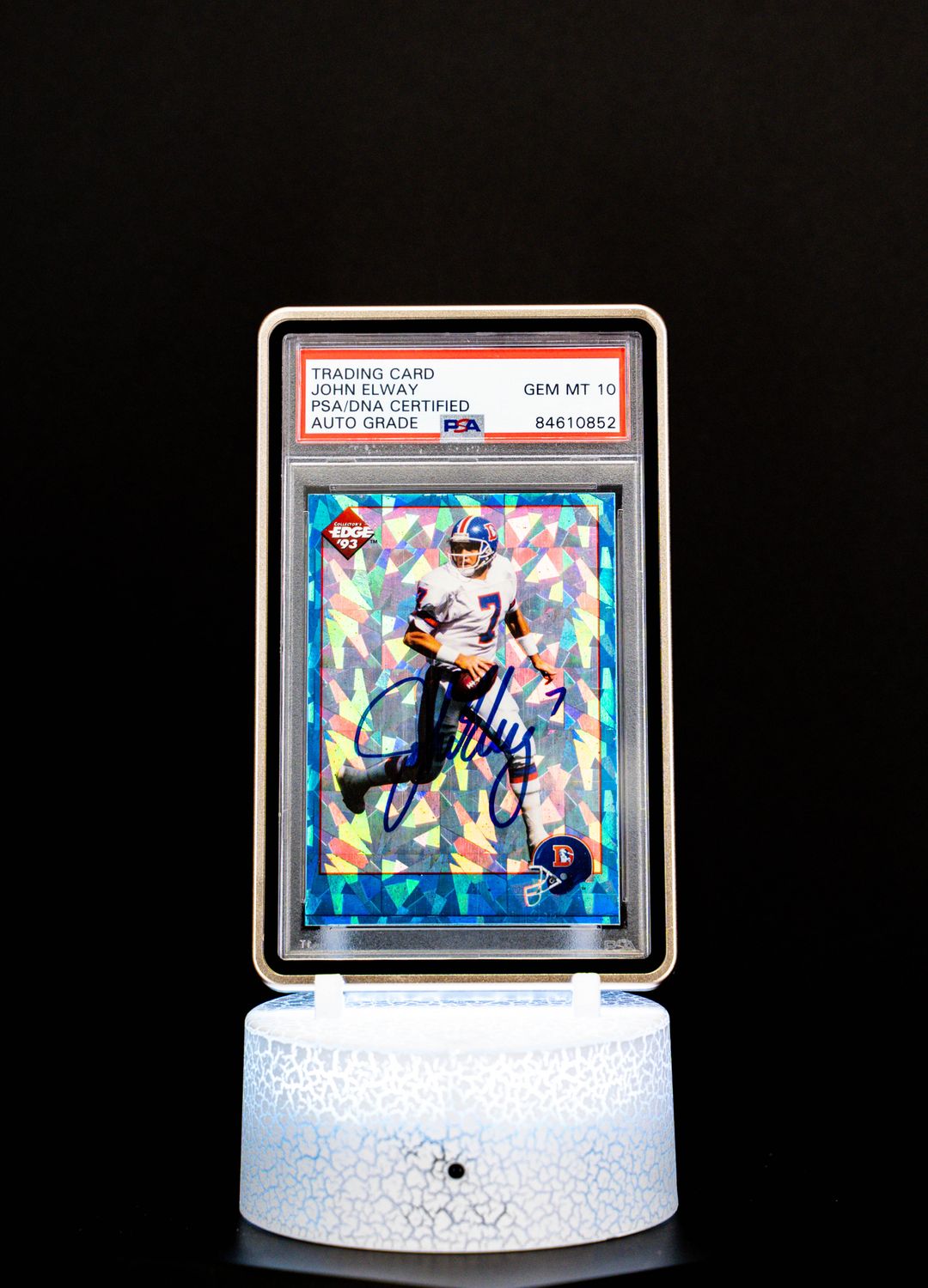 1993 Collectors Edge Blue Cracked Ice John Elway #E5 PSA Auto GEM MT 10