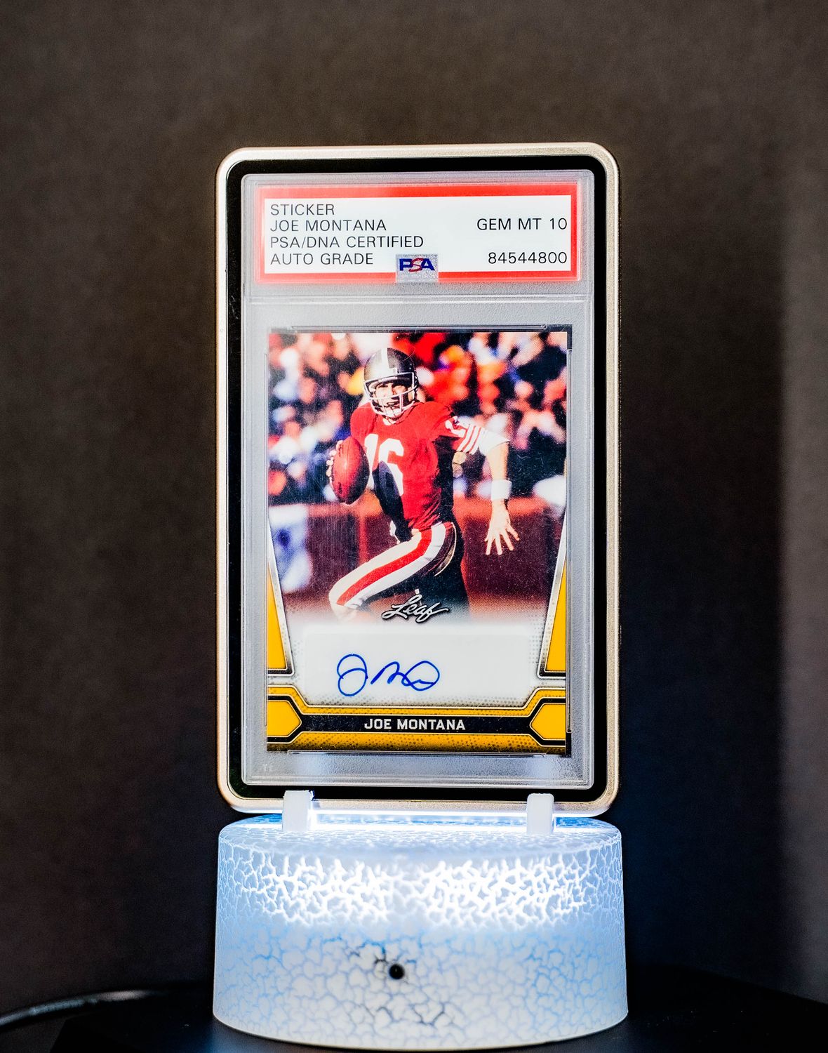 2021 Leaf Joe Montana #BA-JM1 Sticker PSA Auto GEM MT 10