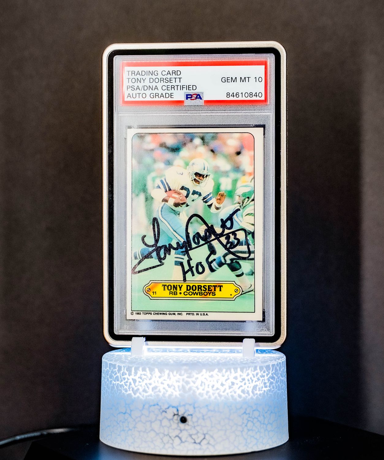 1983 Topps Chewing Gum Sticker Tony Dorsett (No #) PSA Auto GEM MT 10
