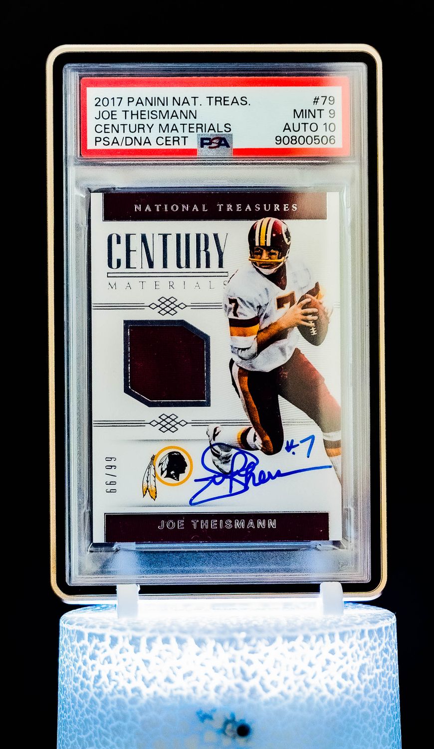 2017 Panini National Treasures Century Materials Joe Theismann #79 (SN: 66/99) PSA Mint 9, Auto 10