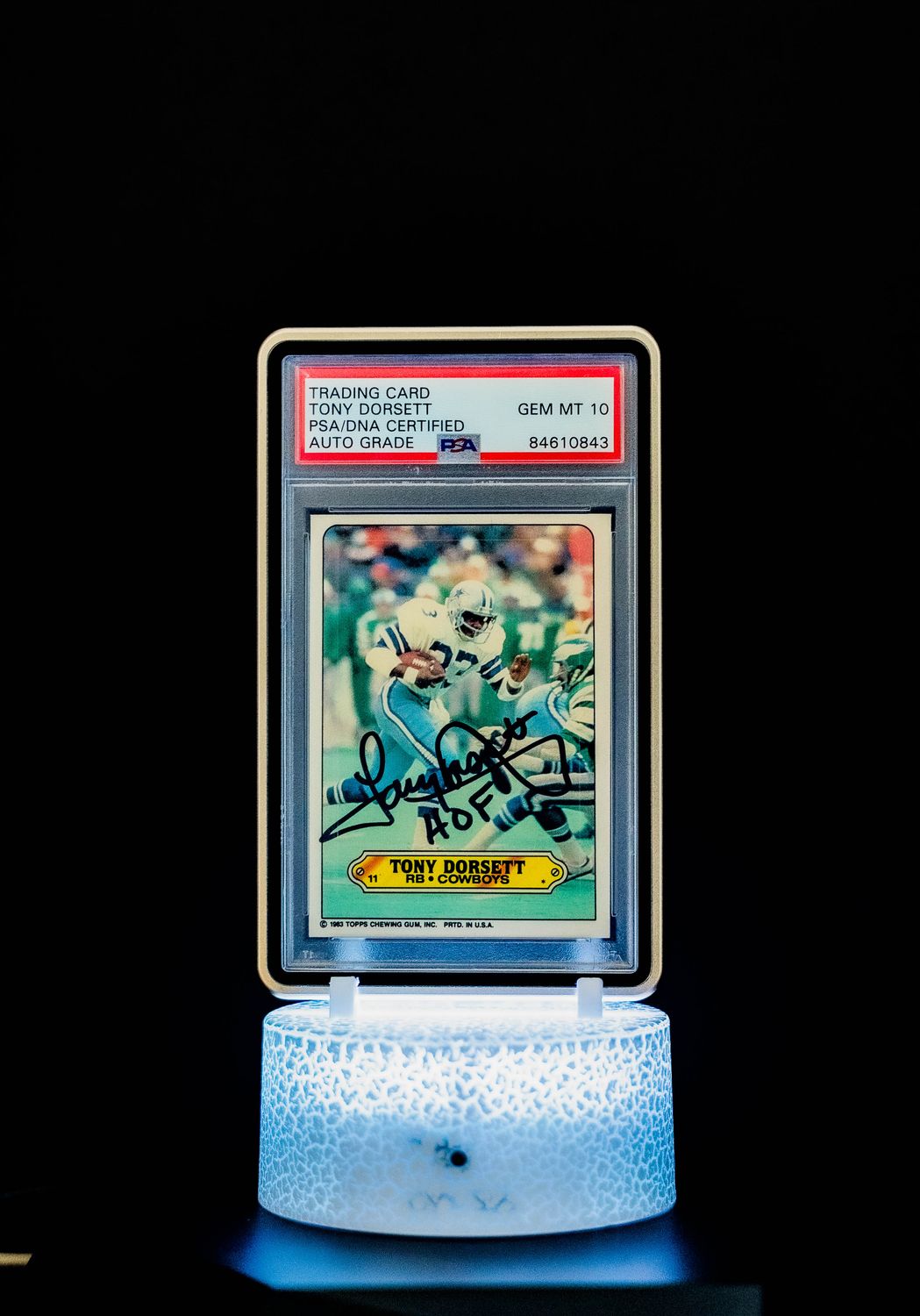 1983 Topps Chewing Gum Sticker Tony Dorsett (No Number) PSA Auto GEM MT 10