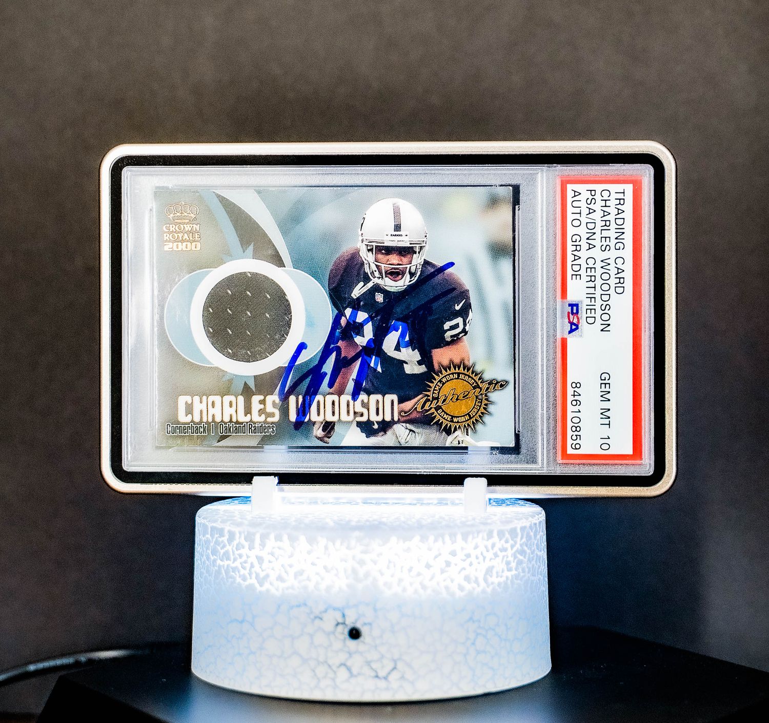 2000 Crown Royale Authentic Jersey Charles Woodson #6 PSA GEM MT 10, Auto 10