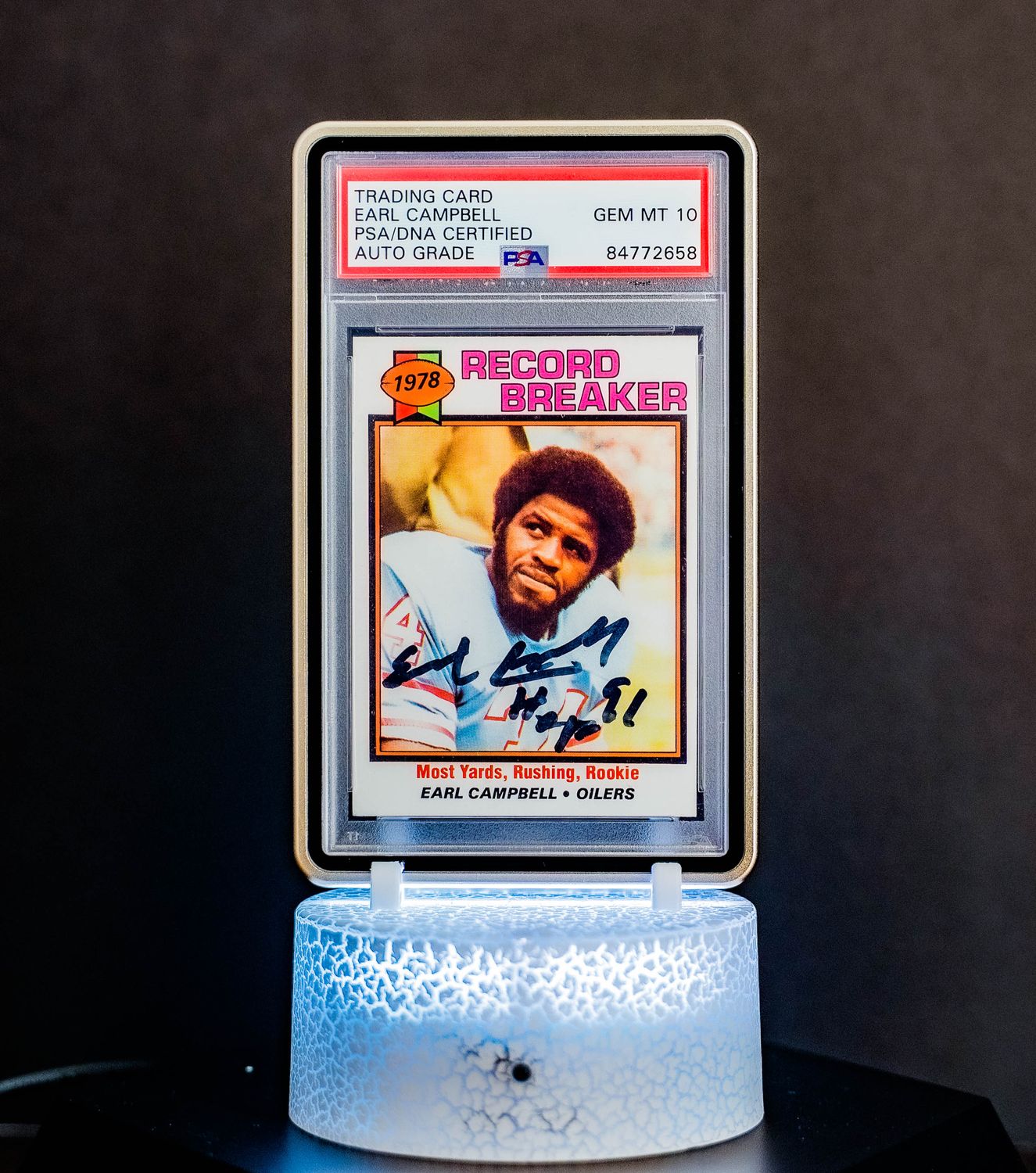 1979 Topps Chewing Gum Earl Campbell #331 PSA GEM MT 10, Auto 10