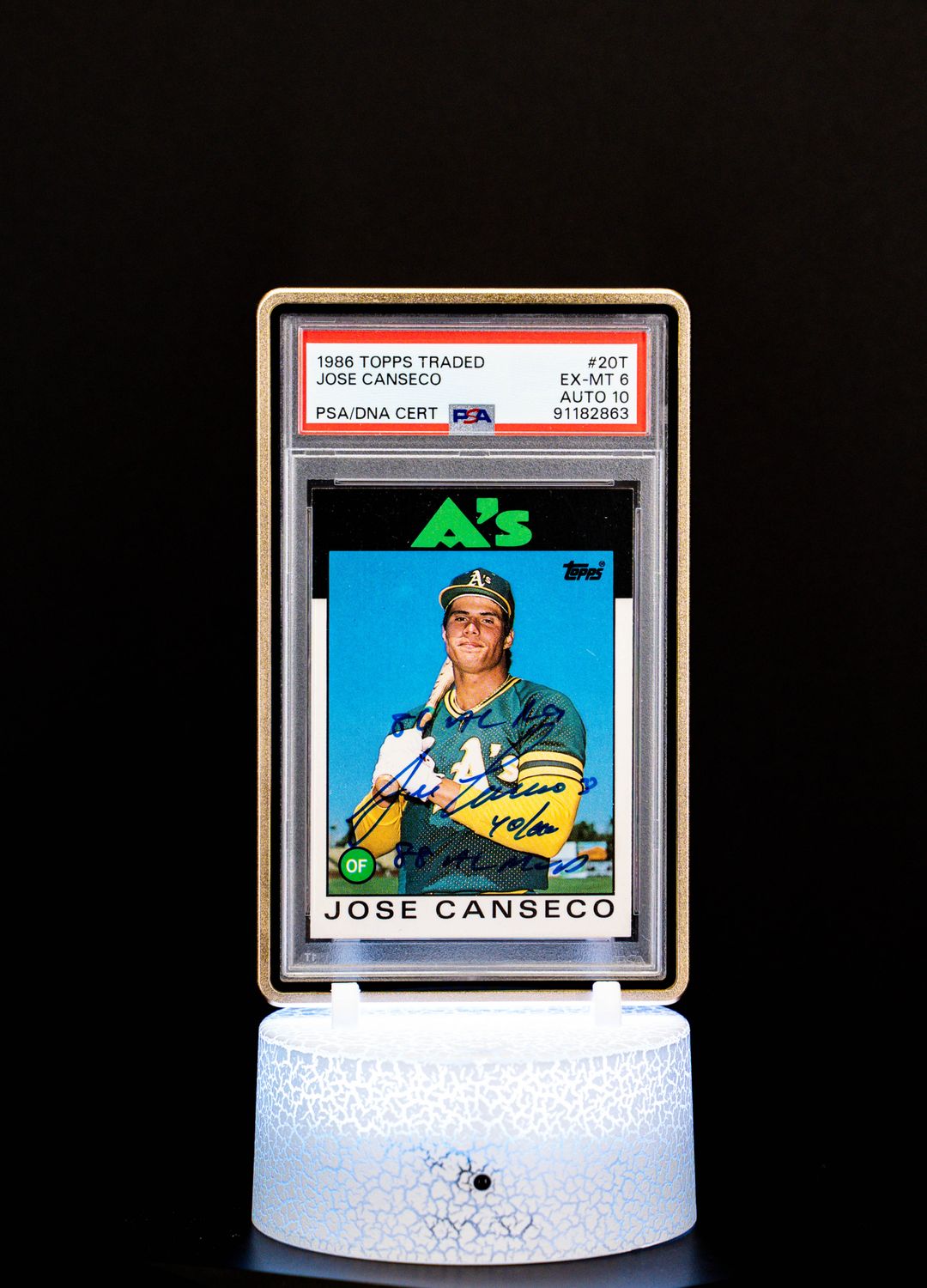 1986 Topps Traded Jose Canseco Autograph PSA EX-MT 6 Auto 10 #20T