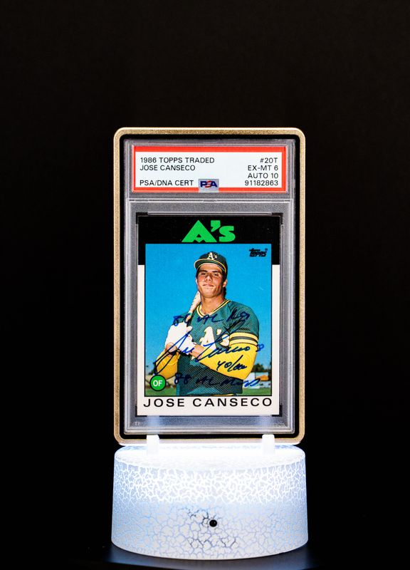 1986 Topps Traded Jose Canseco Autograph PSA EX-MT 6 Auto 10 #20T