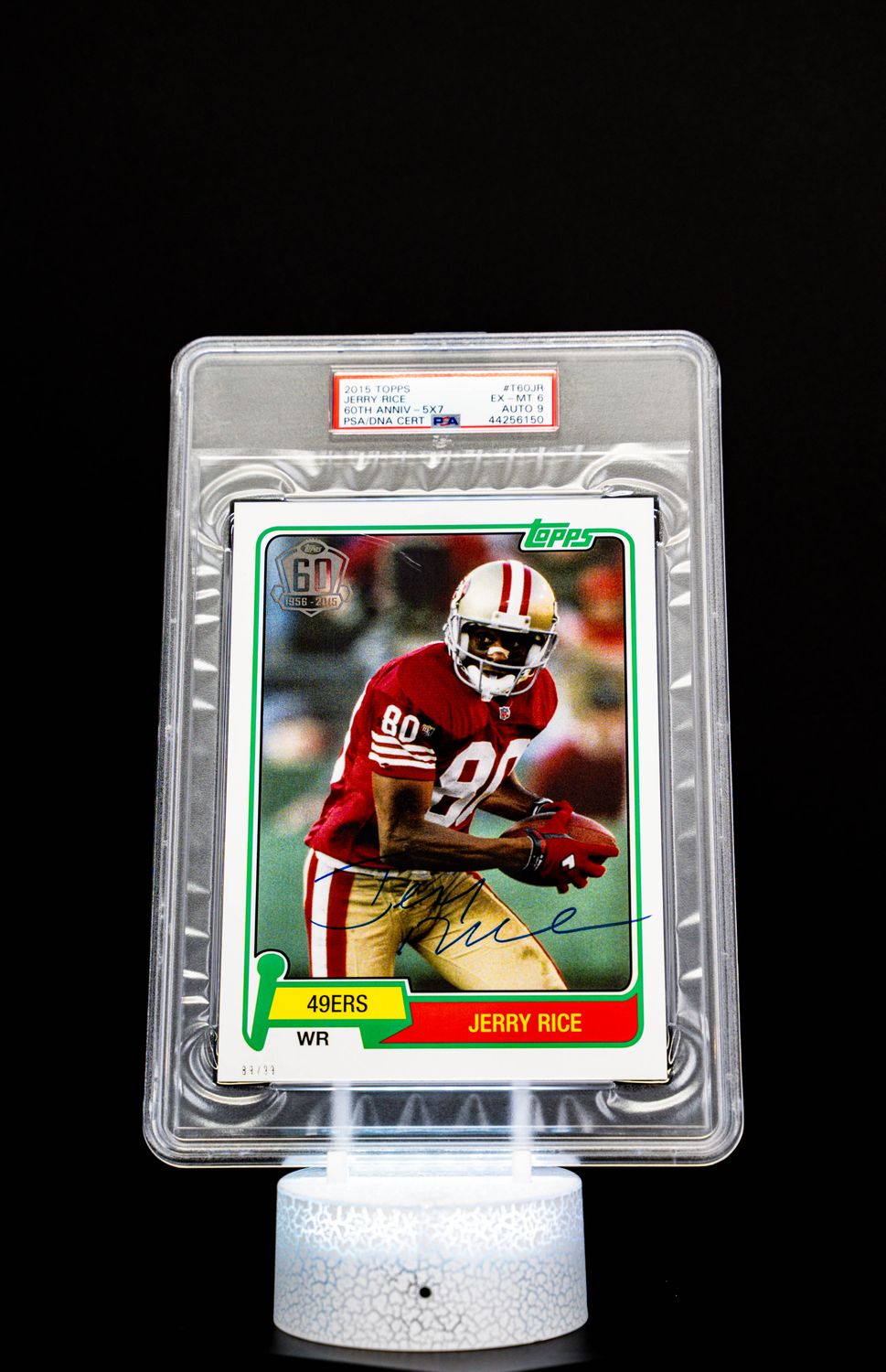 2015 Topps 60th Aniversary 5x7 (Large Card) Jerry Rice Auto (SN:89/99) #T60-JR (PSA Card EX-MT 6 Auto 9 PSA: #44256150) (POP 1 - Higher POP = 2)