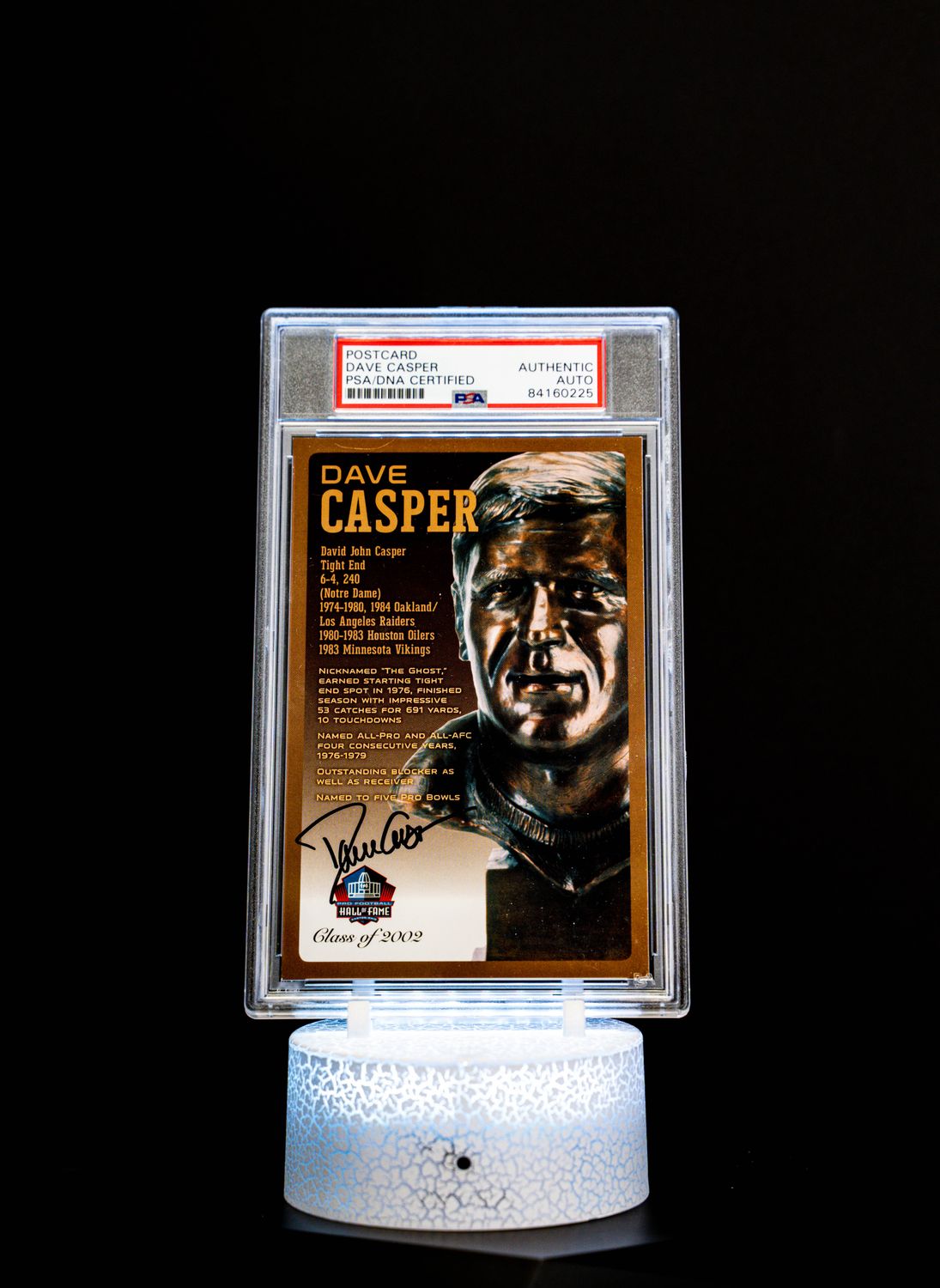 Class of 2002 Post Card Dave Casper (Medium Card) 127/150 (PSA: Authentic Auto PSA: #84160225)