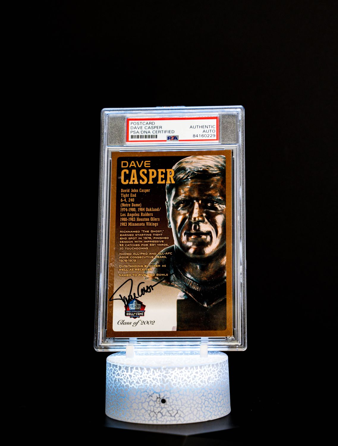 Class of 2002 Post Card Dave Casper (Medium Card) 109/150 (PSA: Authentic Auto PSA: #84160229)
