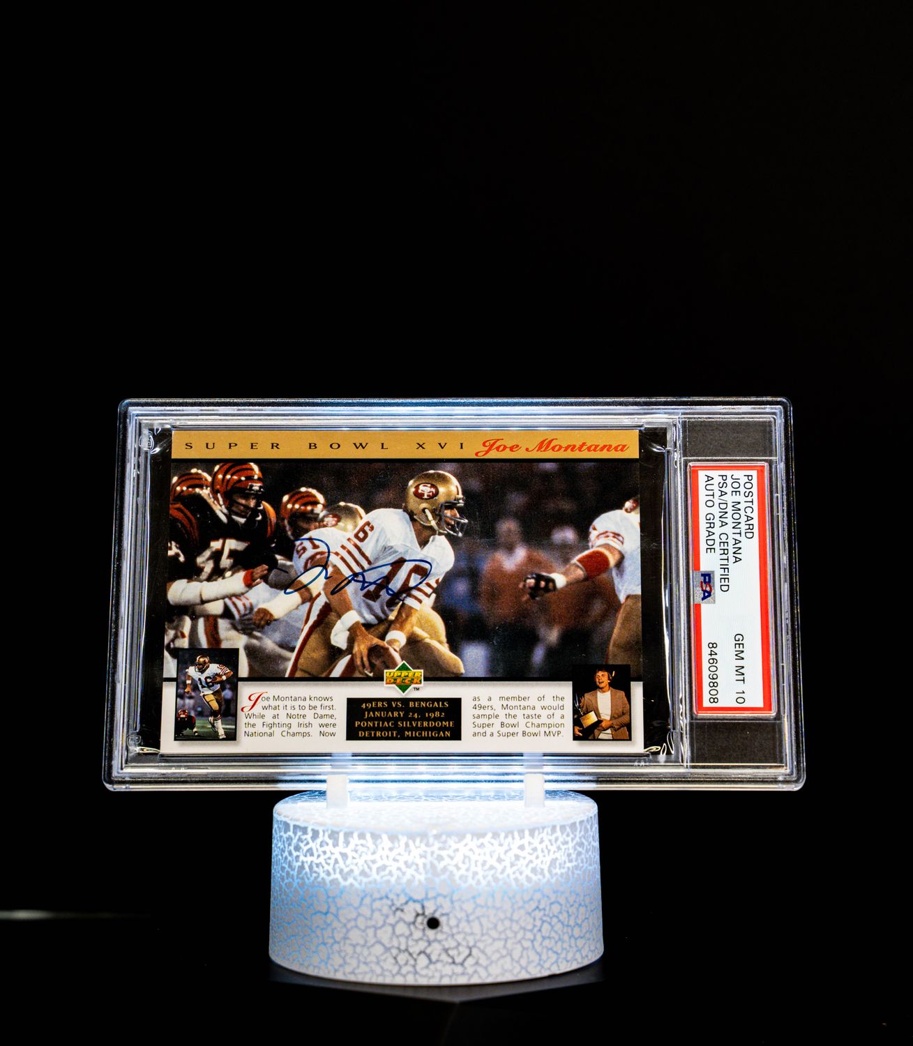 1995 Upper Deck (Medium Card) 1/4 #BAD60246 Gm MT Auto 10 Joe Montana Superbowl Post Card