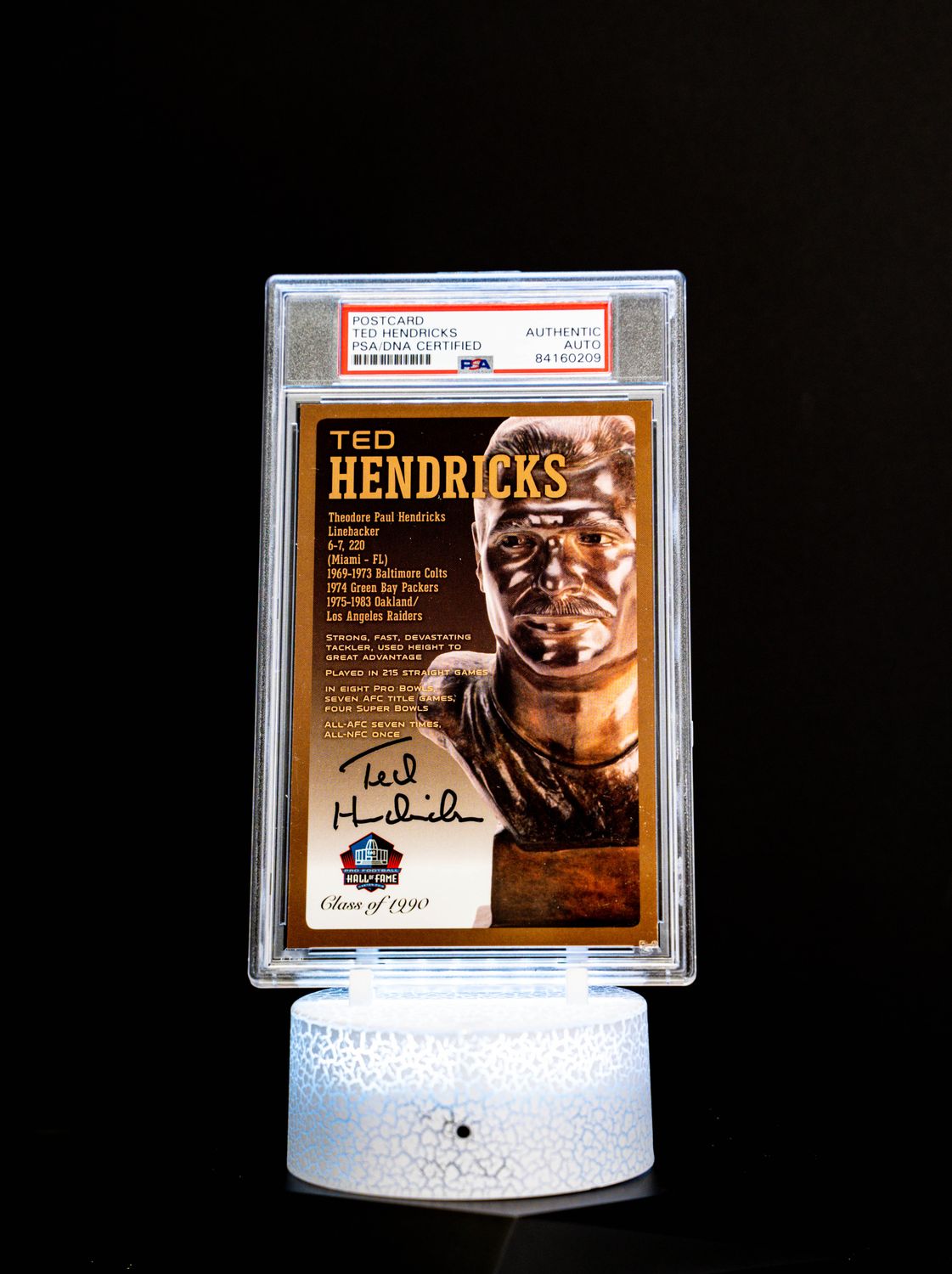 Class of 1990 Post Card Ted Hendricks (Medium Card) 109/150 (PSA: Authentic Auto PSA: #84160209)