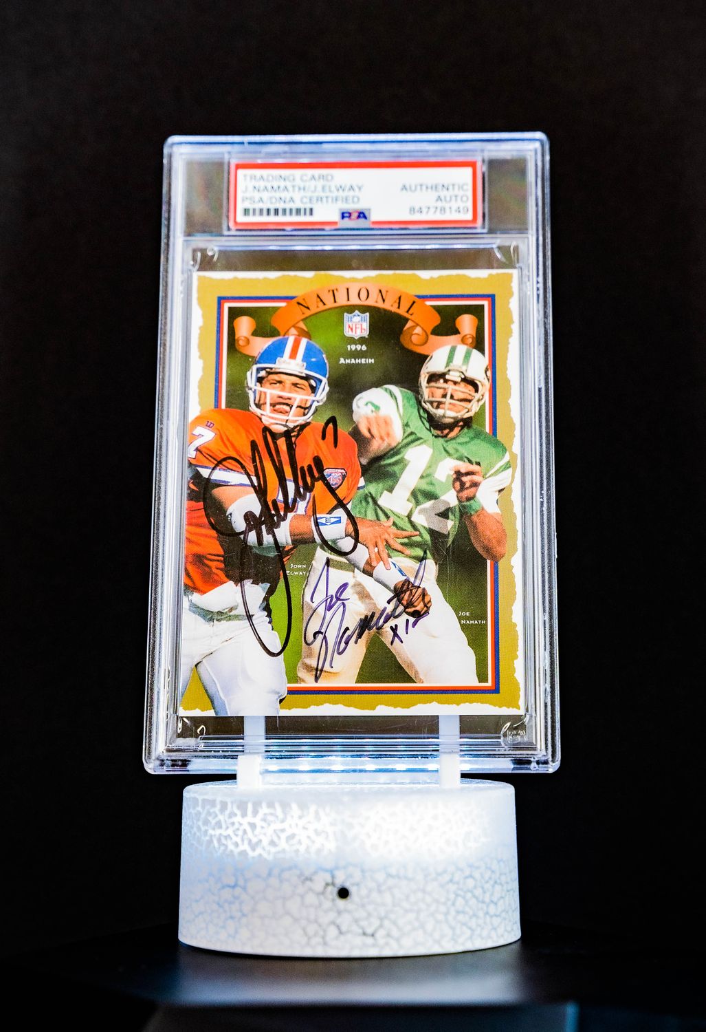 1996 Commemorative Collector Card (Medium Card) 292/300 Namath/Elway Authentic Auto