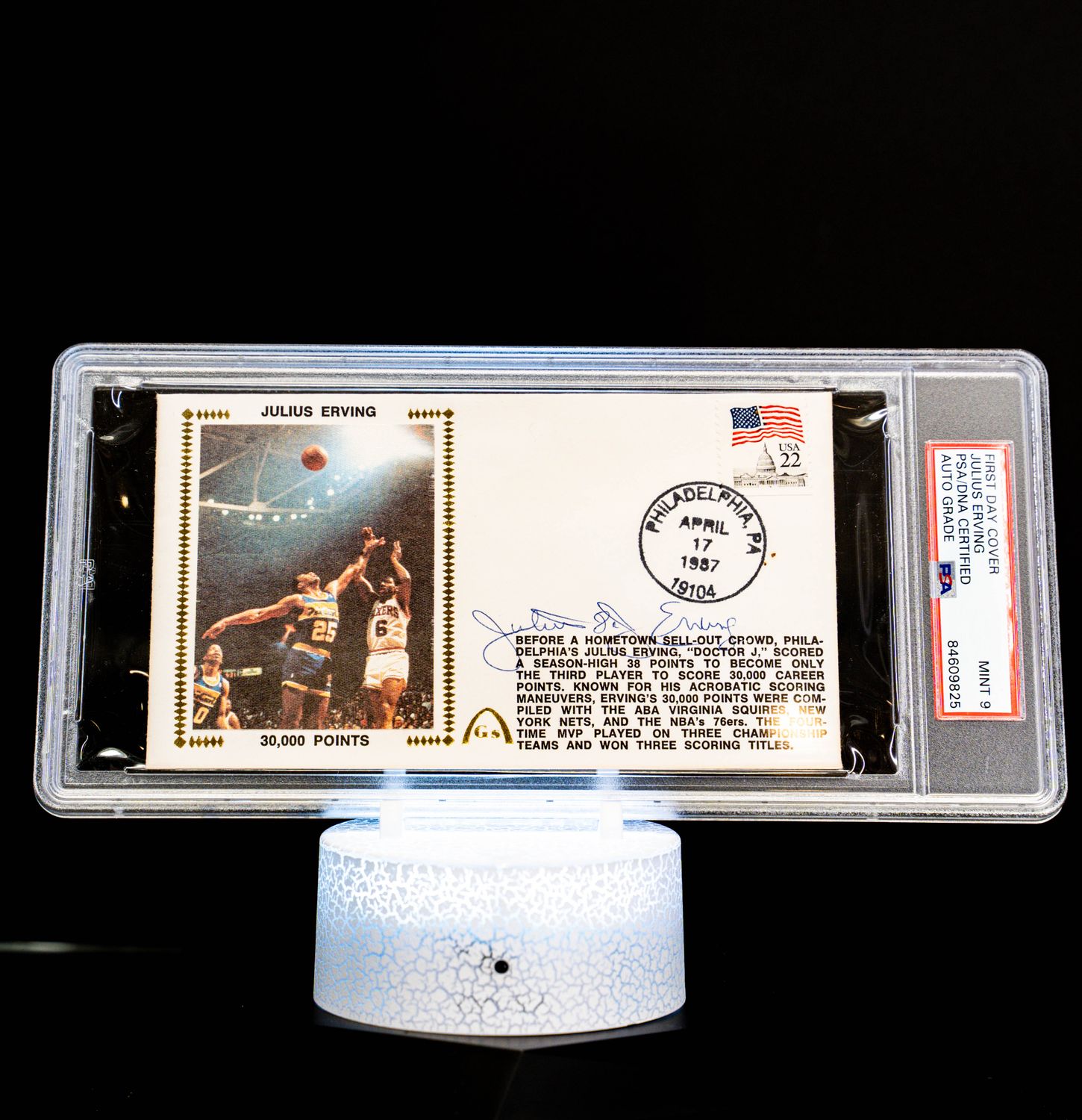 Cache First Day Cover Envelope 3,000 Points Autographed Julius Erving