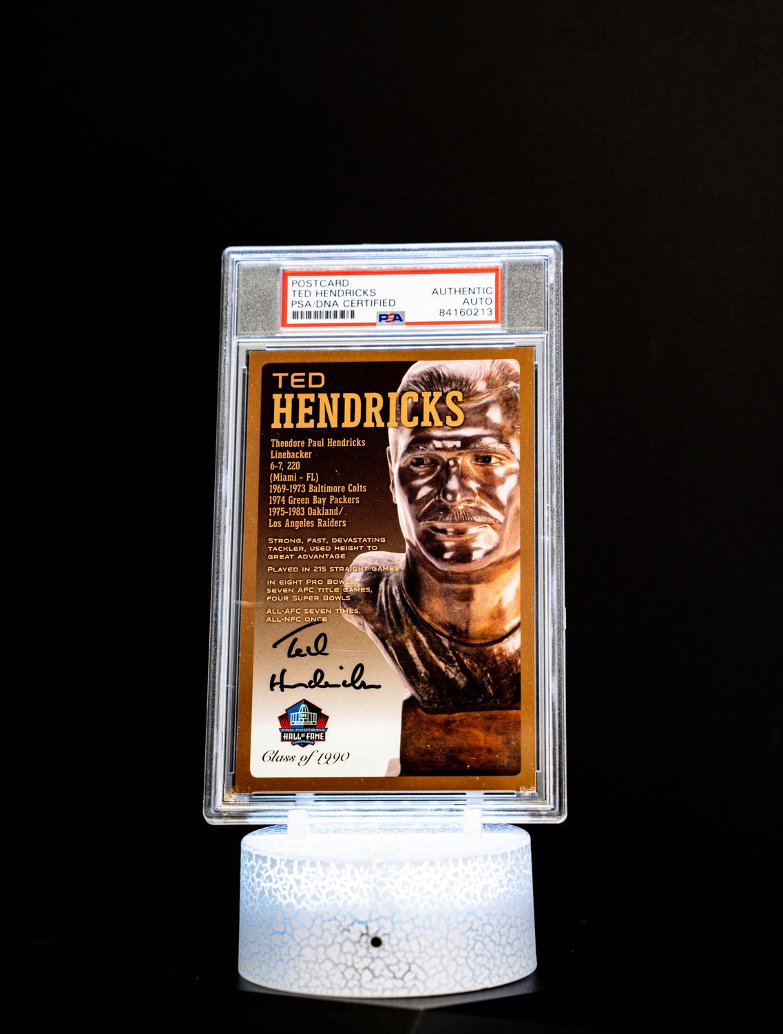 Class of 1990 Post Card Ted Hendricks (Medium Card) 116/150 (PSA: Authentic Auto PSA: #84160213)