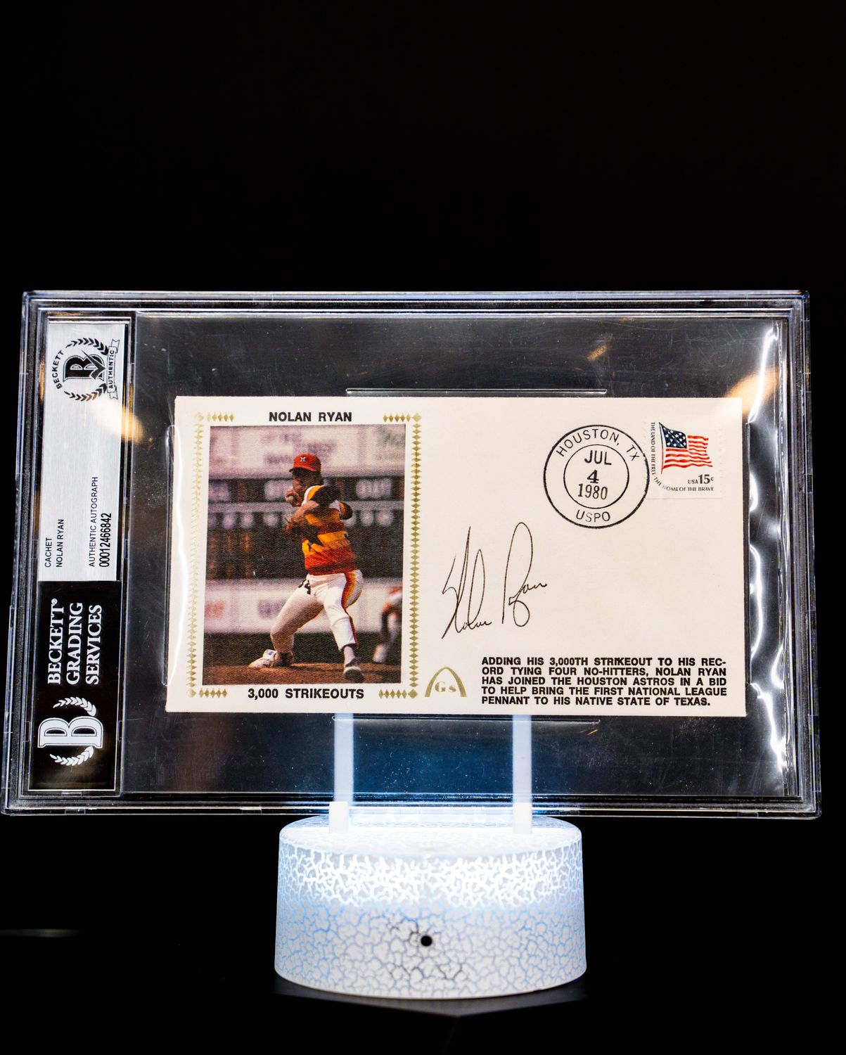 Cache Envelope 3,000 Strike Outs Autographed Nolan Ryan Large Sized Card (BGS Authentic Auto BGS: #00012466842)